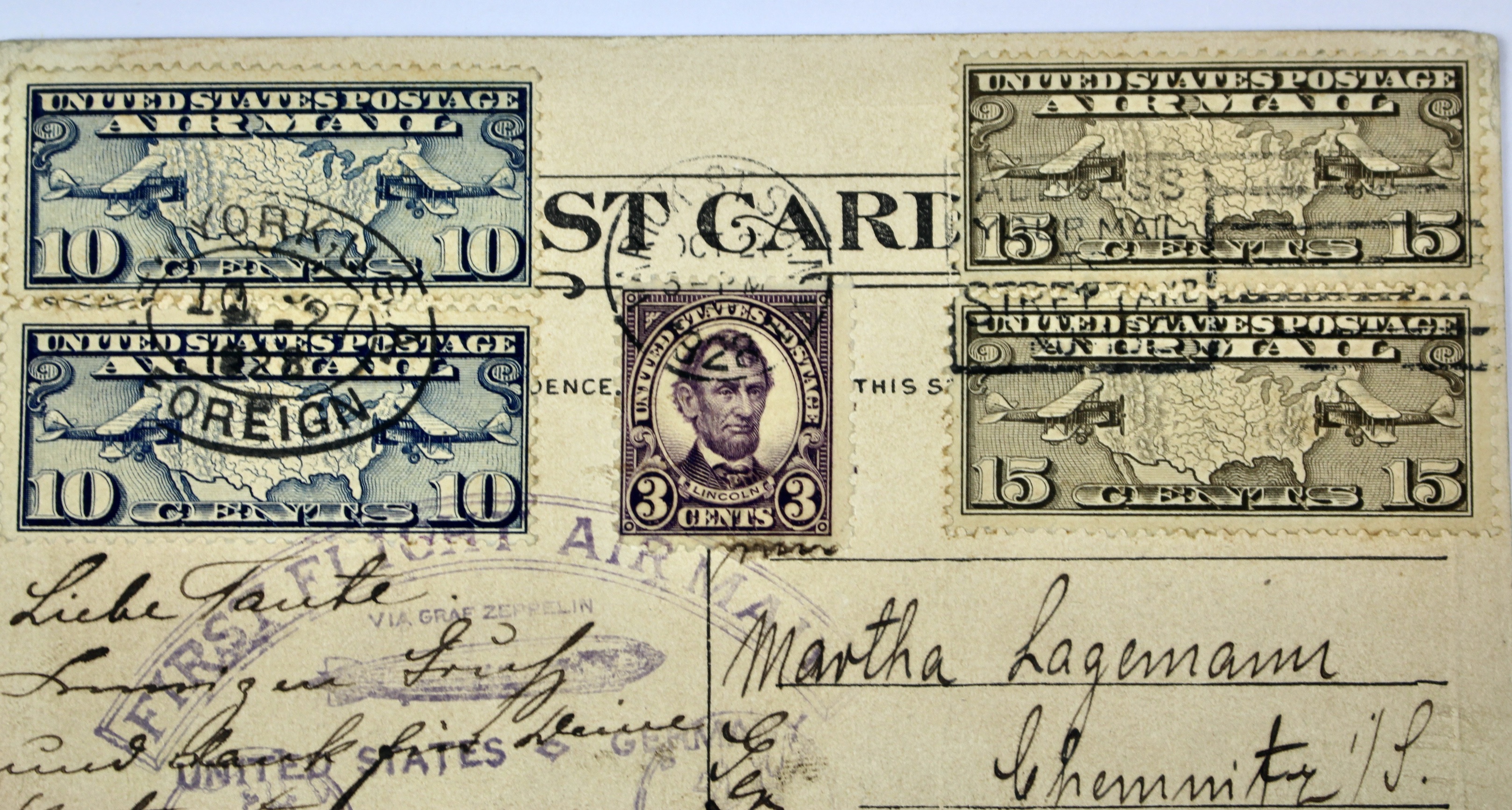 1928 Graf Zeppelin Postcard, Baltimore to Germany