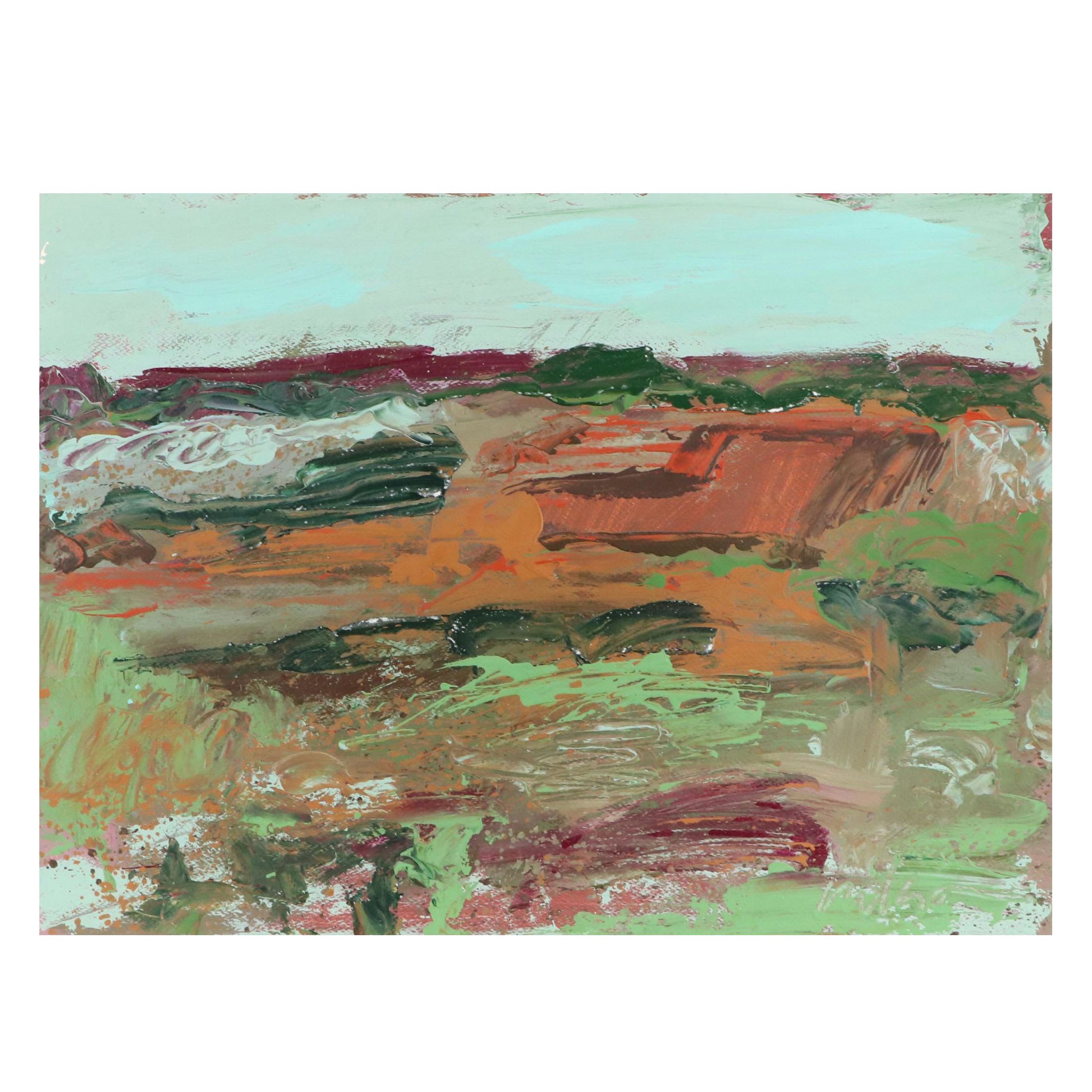 Harry Hilson Modern Landscape Acrylic Painting, Late 20th Century