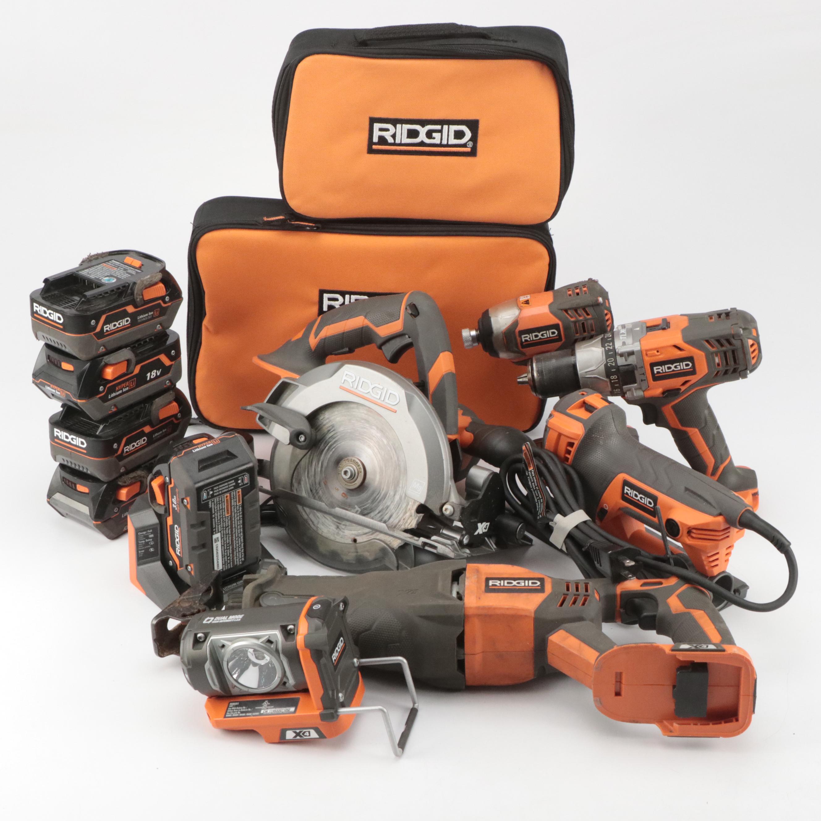 RIDGID Flashlight, Reciprocating Saw, Jigsaw, Circular Saw, Hammer Drill, More