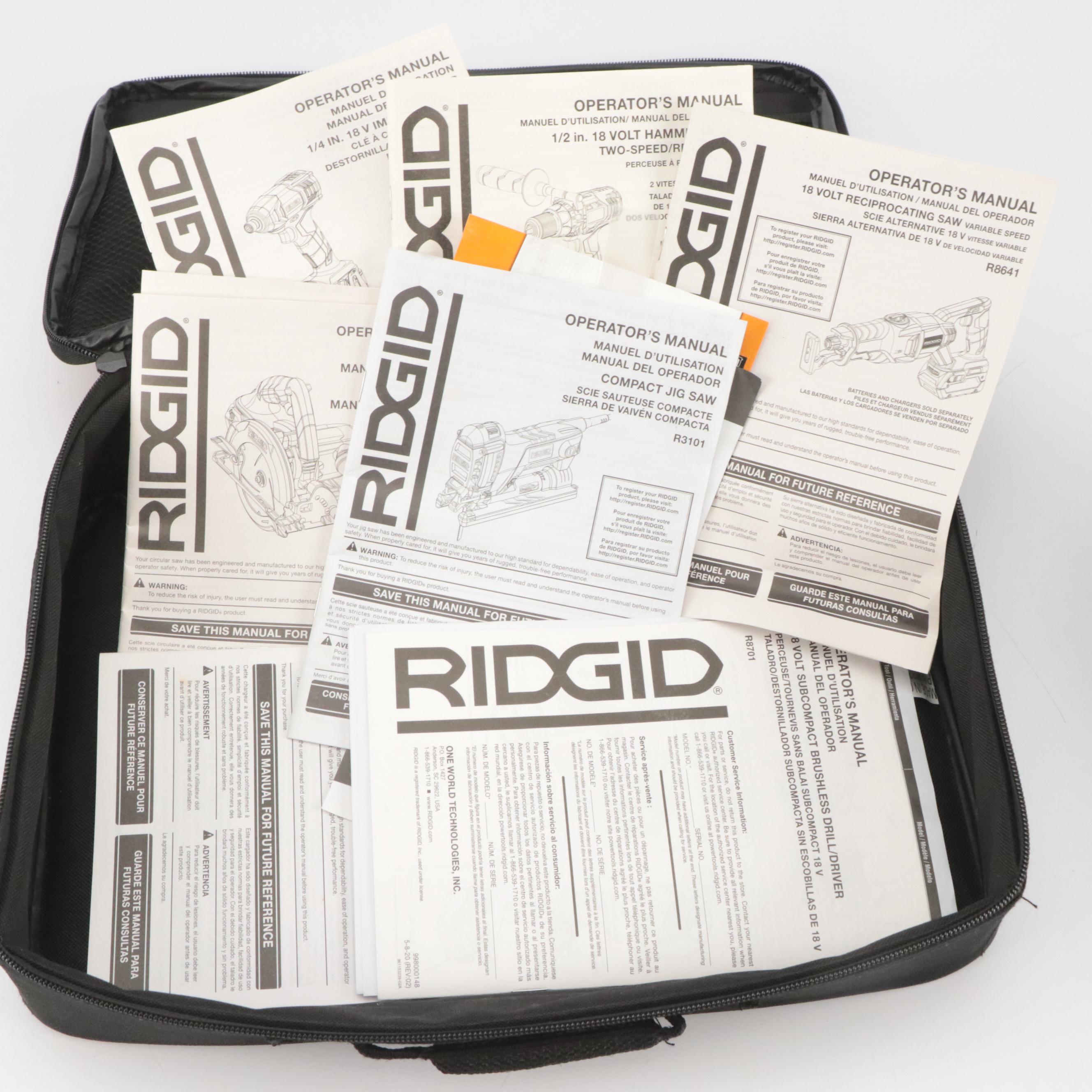 RIDGID Flashlight, Reciprocating Saw, Jigsaw, Circular Saw, Hammer Drill, More