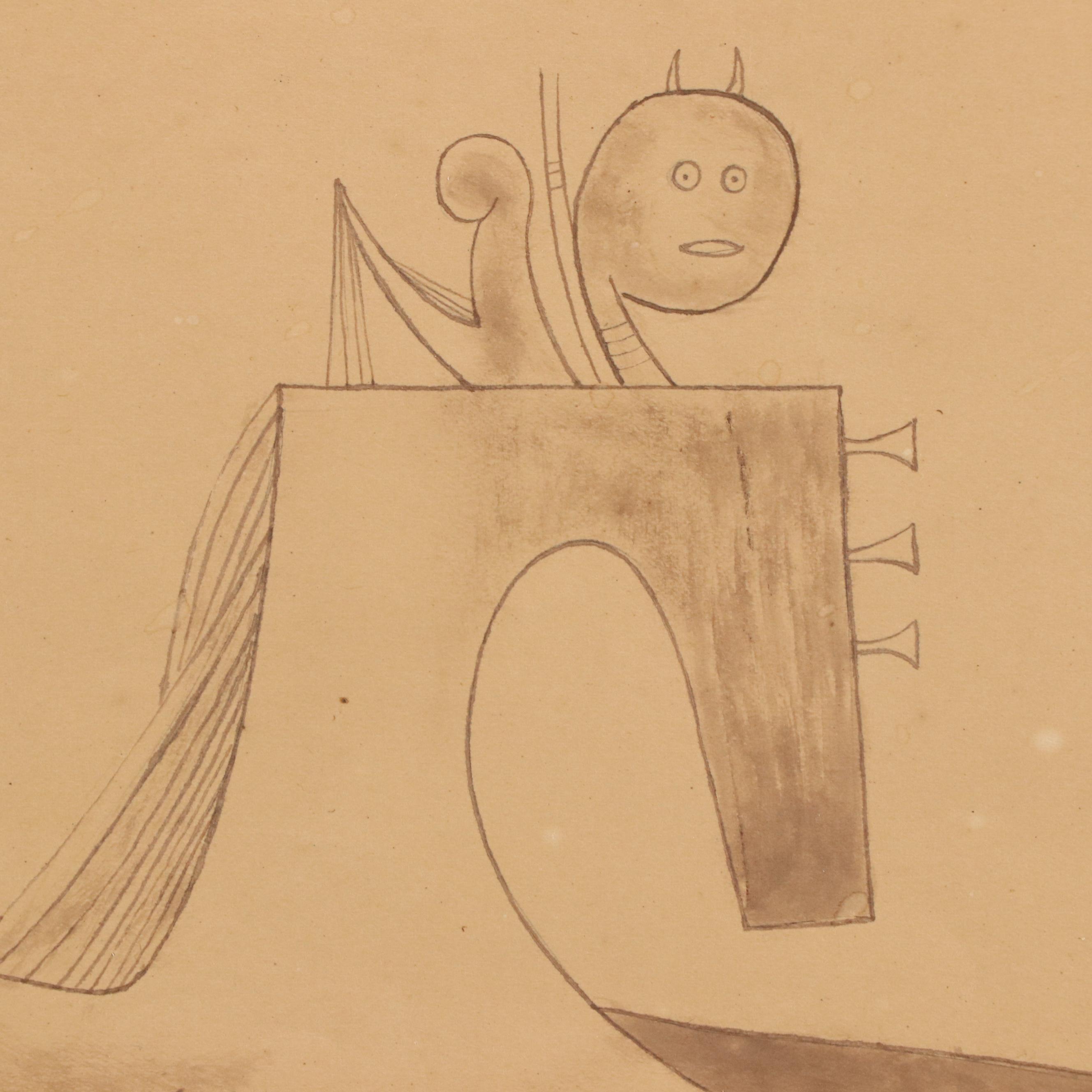 Wifredo Lam Ink Drawing "Woman Seated," 1944