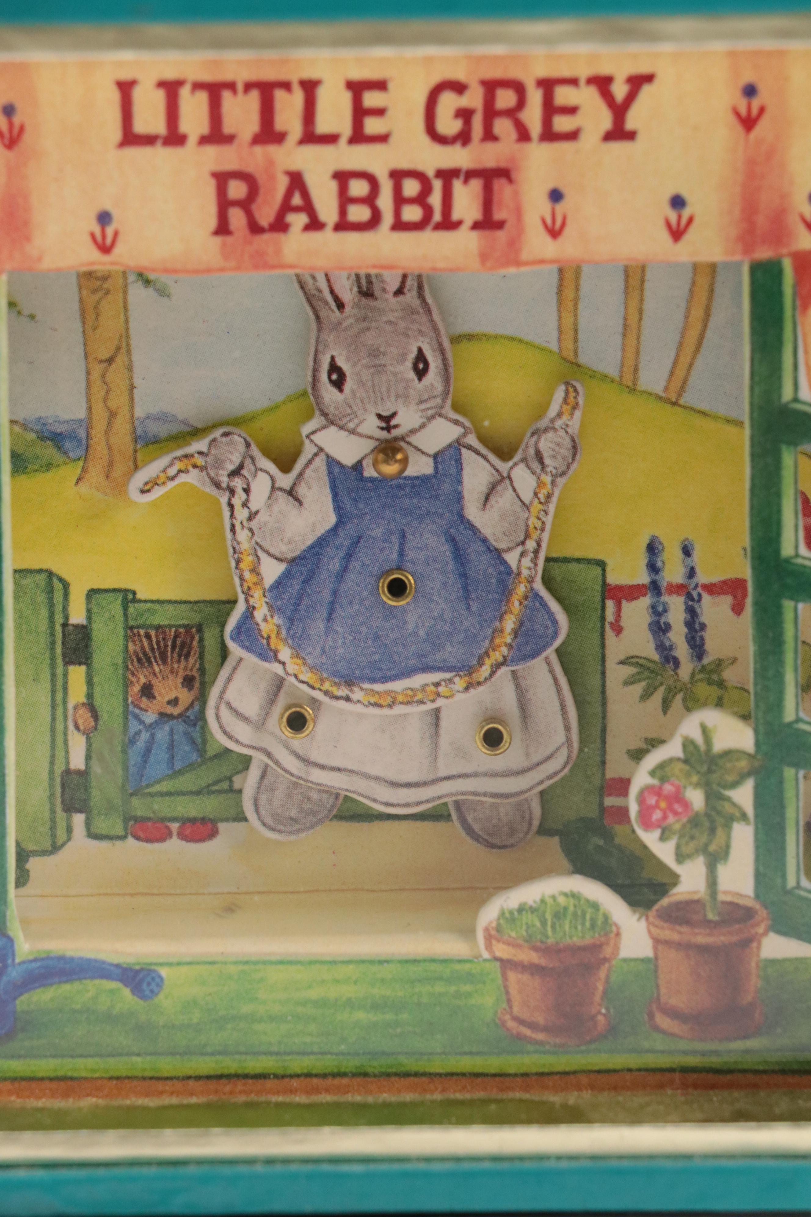 Japanese Sankyo Shoji "Little Grey Rabbit" Music Boxes with Cork Placemat