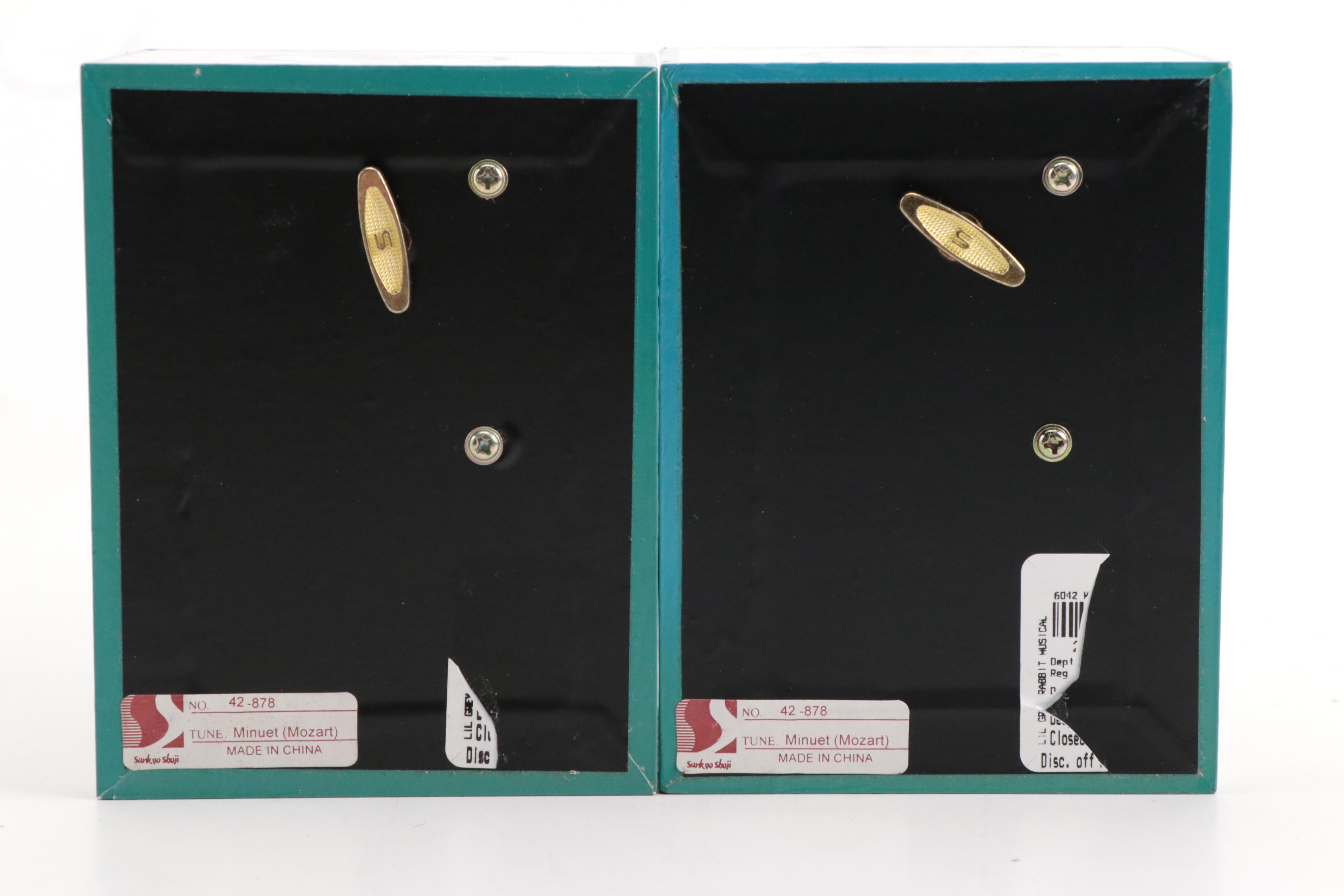 Japanese Sankyo Shoji "Little Grey Rabbit" Music Boxes with Cork Placemat