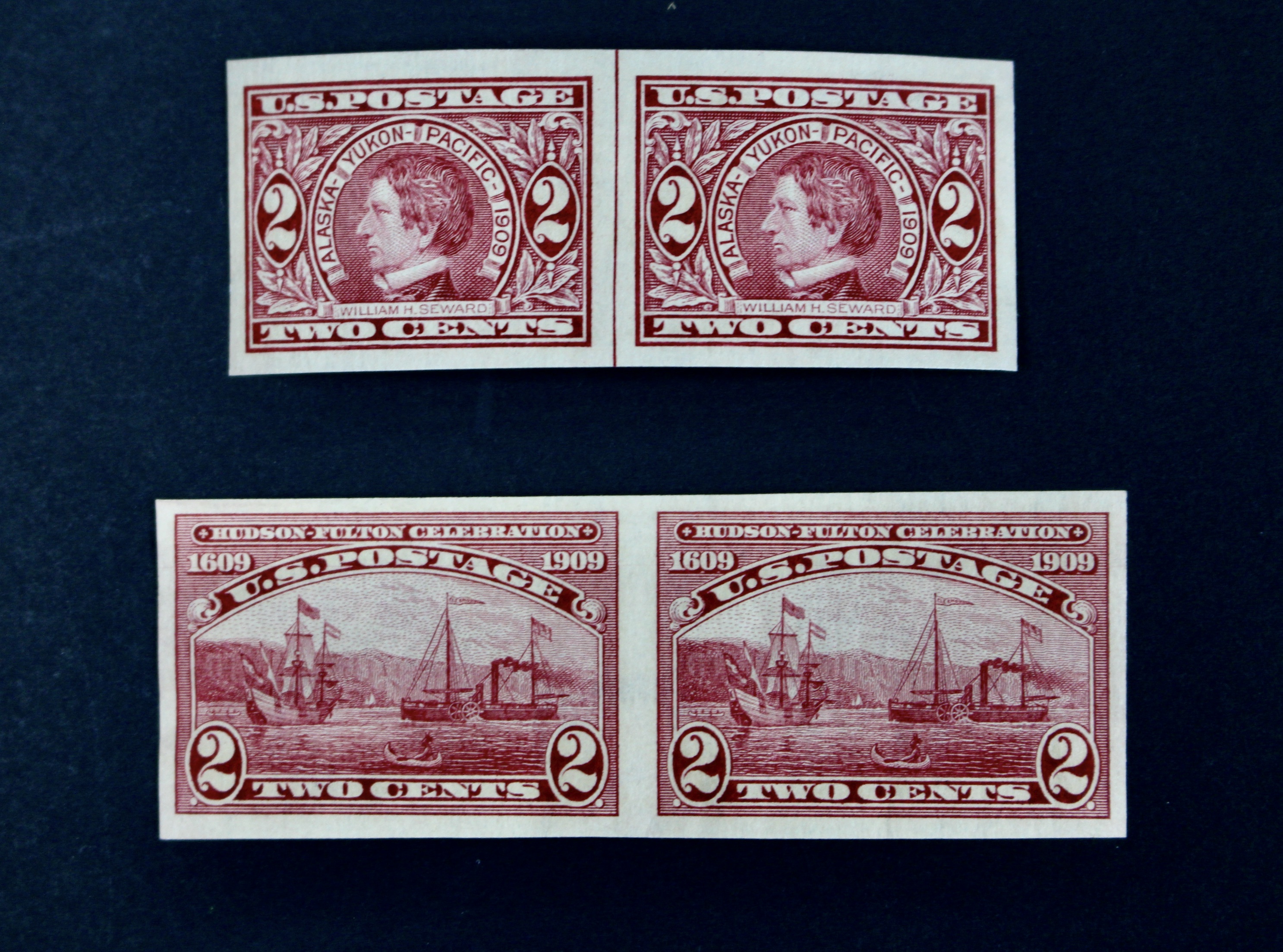 Twelve Early U.S. Postage Stamps, 1907 to 1909