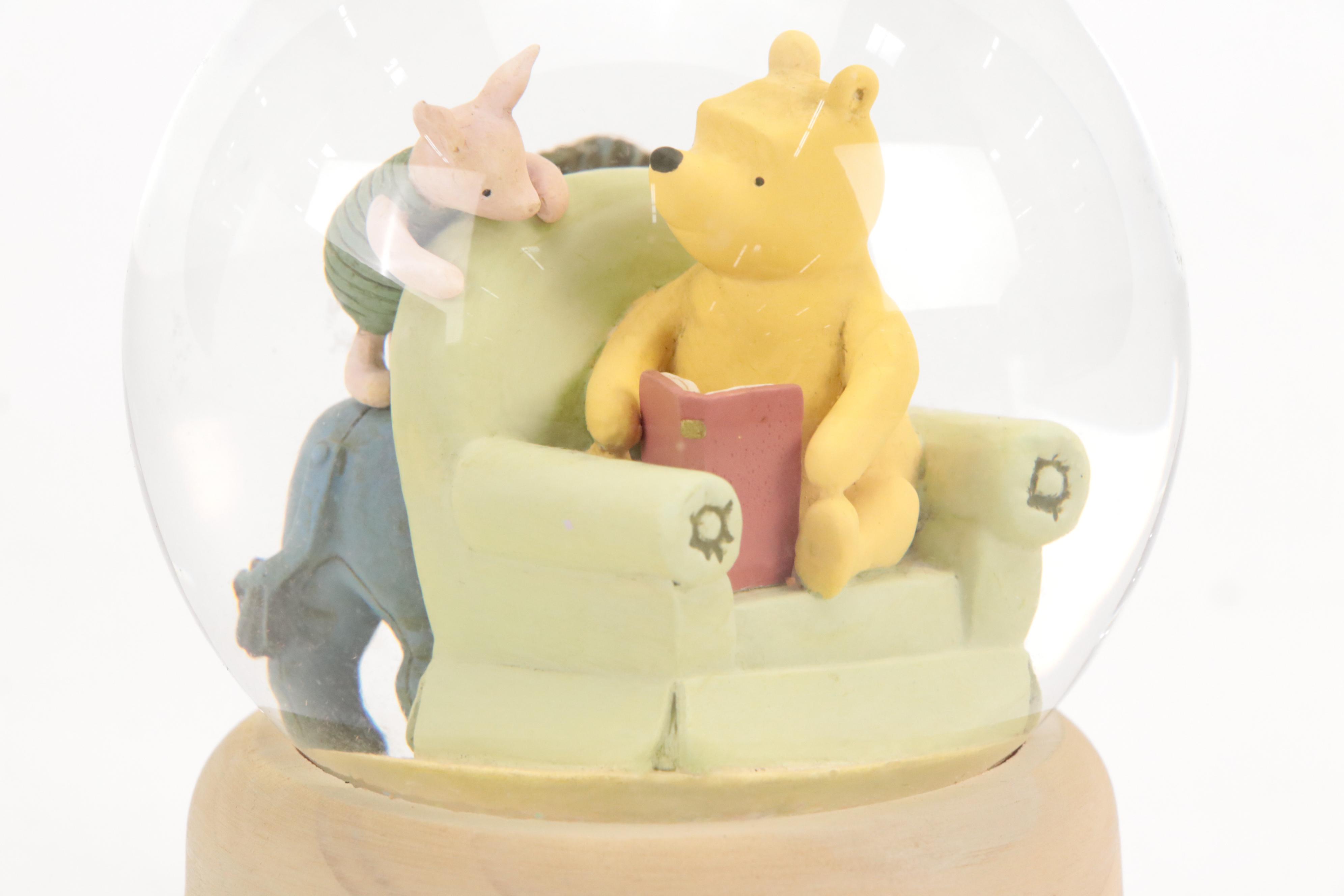 Winnie-the-Pooh Hand-Painted Russian Wooden Nesting Dolls and Disney Snow Globe