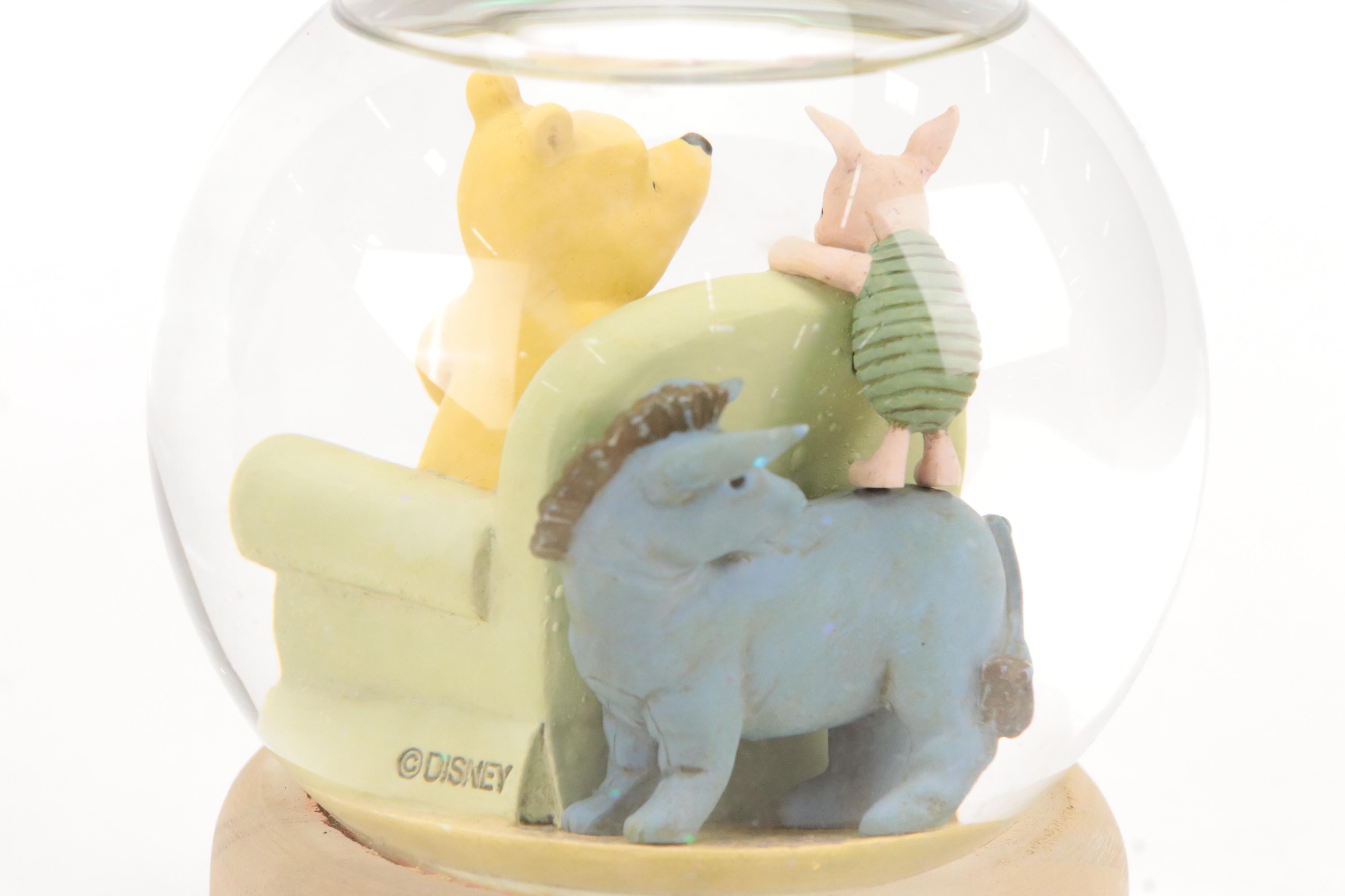 Winnie-the-Pooh Hand-Painted Russian Wooden Nesting Dolls and Disney Snow Globe