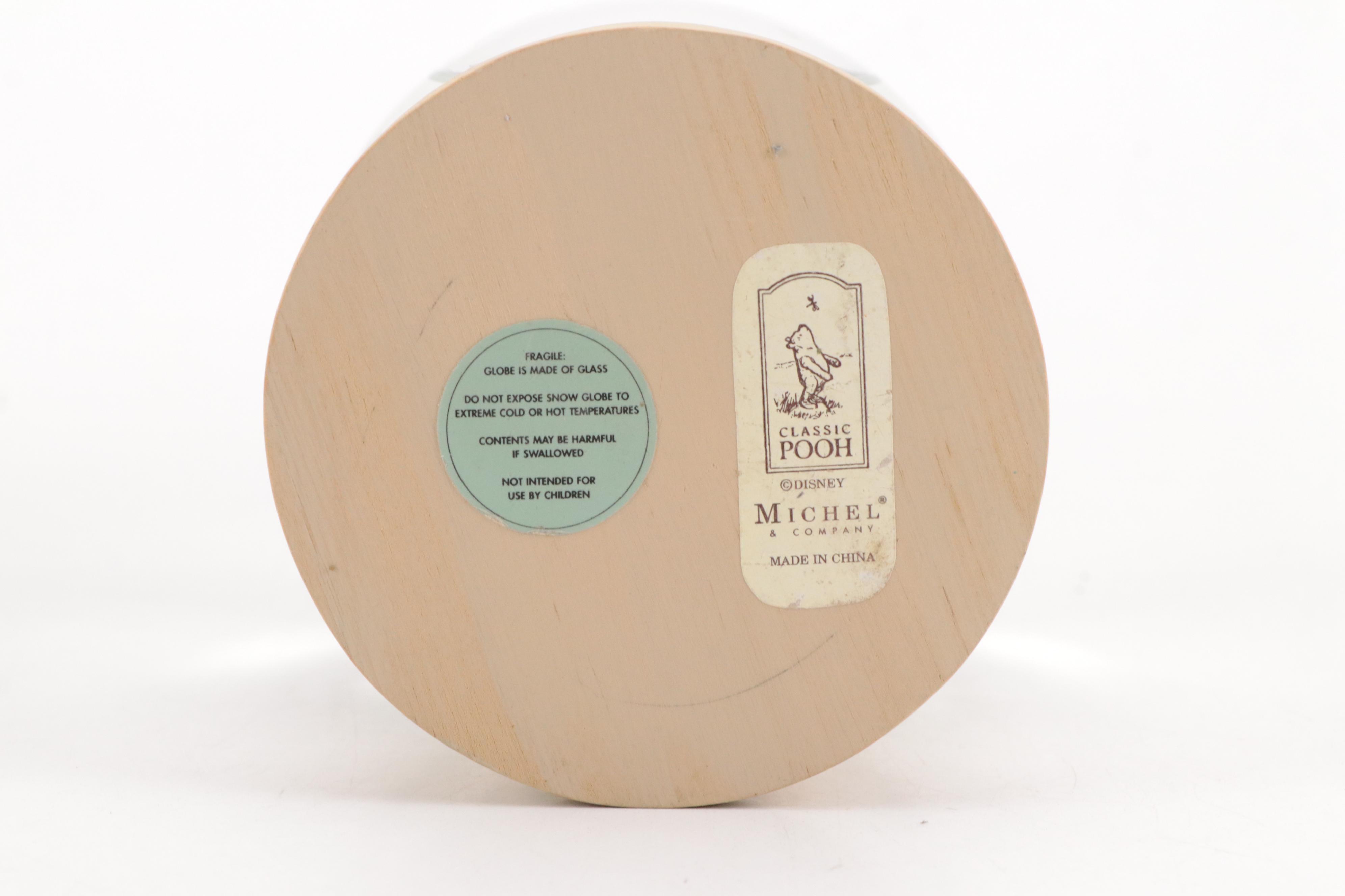 Winnie-the-Pooh Hand-Painted Russian Wooden Nesting Dolls and Disney Snow Globe