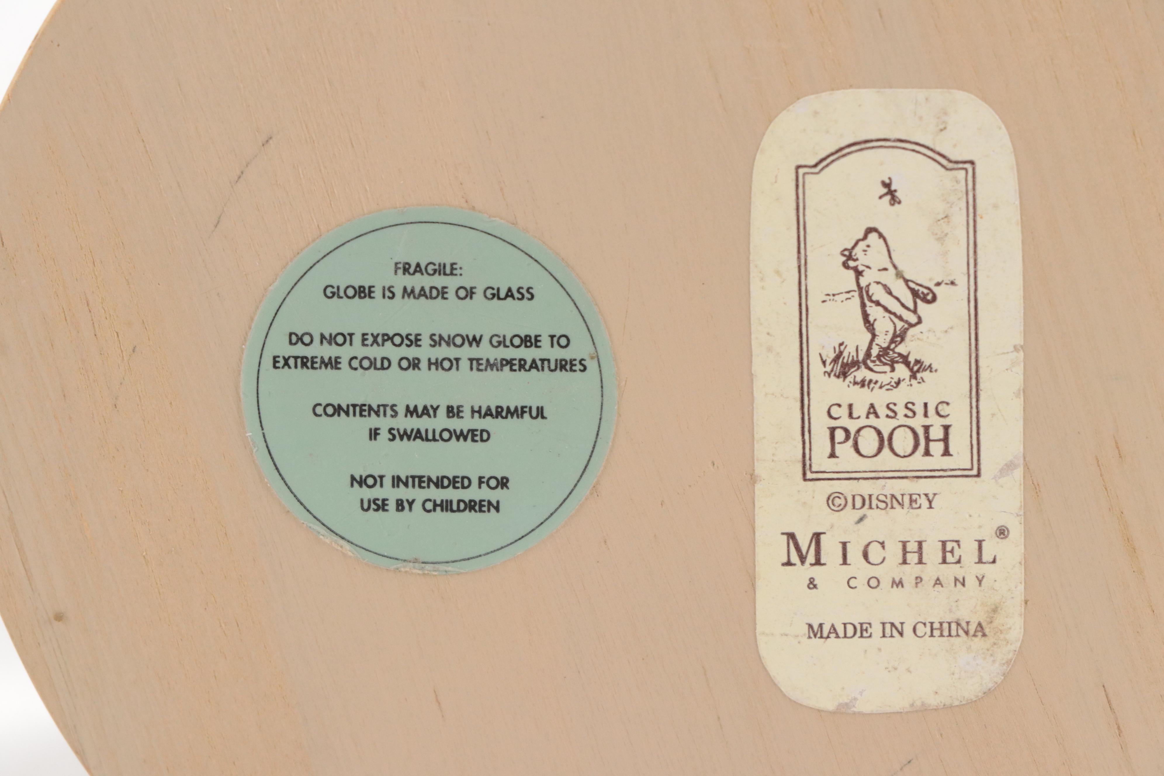 Winnie-the-Pooh Hand-Painted Russian Wooden Nesting Dolls and Disney Snow Globe