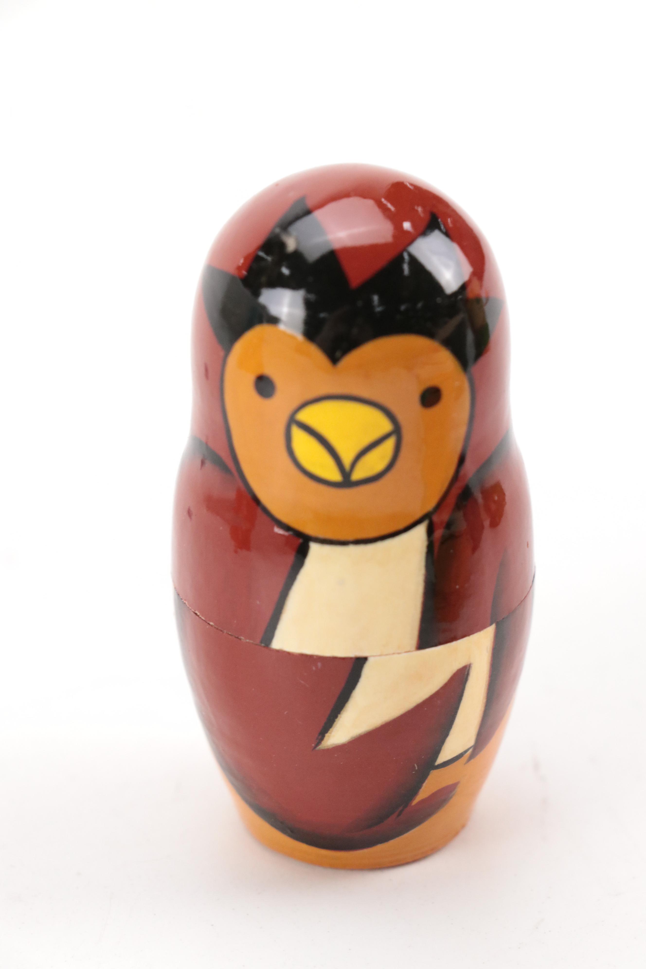 Winnie-the-Pooh Hand-Painted Russian Wooden Nesting Dolls and Disney Snow Globe