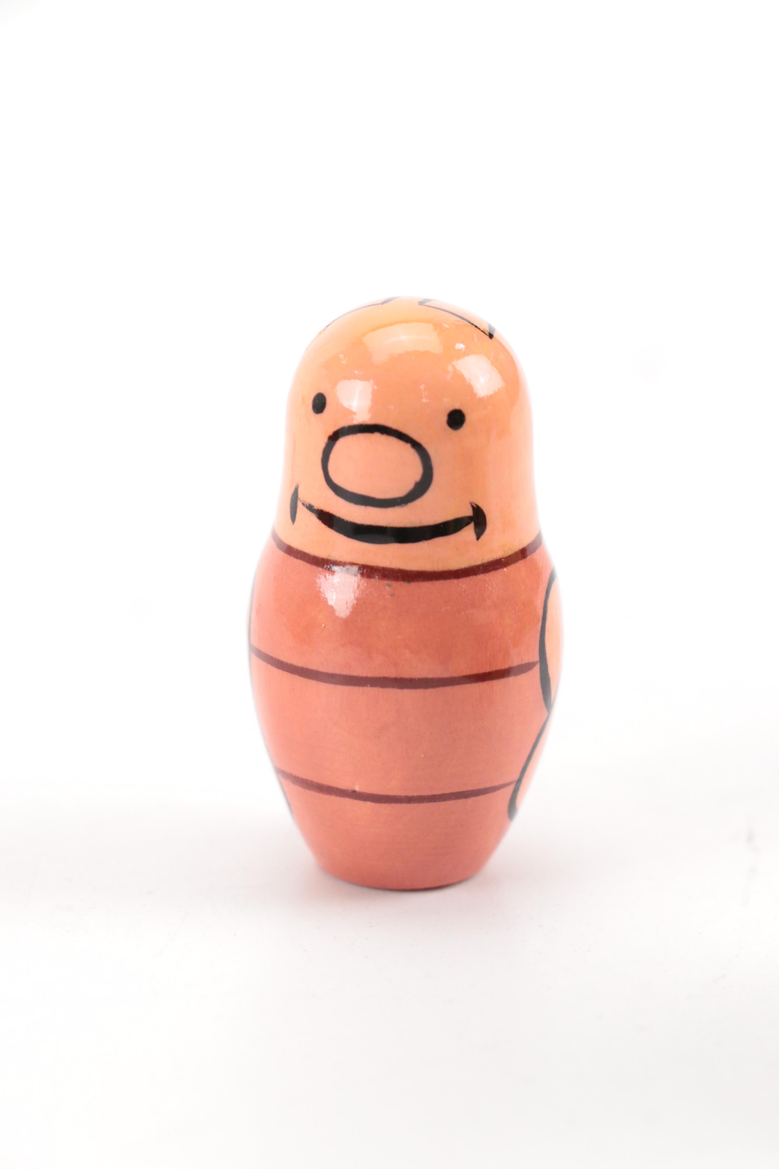 Winnie-the-Pooh Hand-Painted Russian Wooden Nesting Dolls and Disney Snow Globe