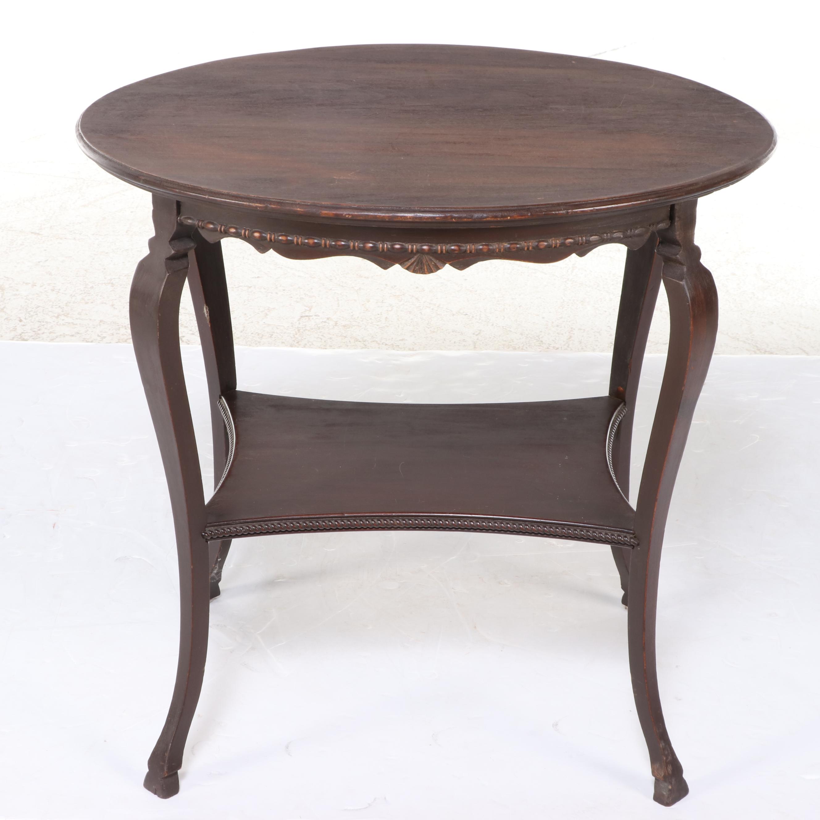 Two American Colonial Revival Mahogany Side Chairs with Side Table