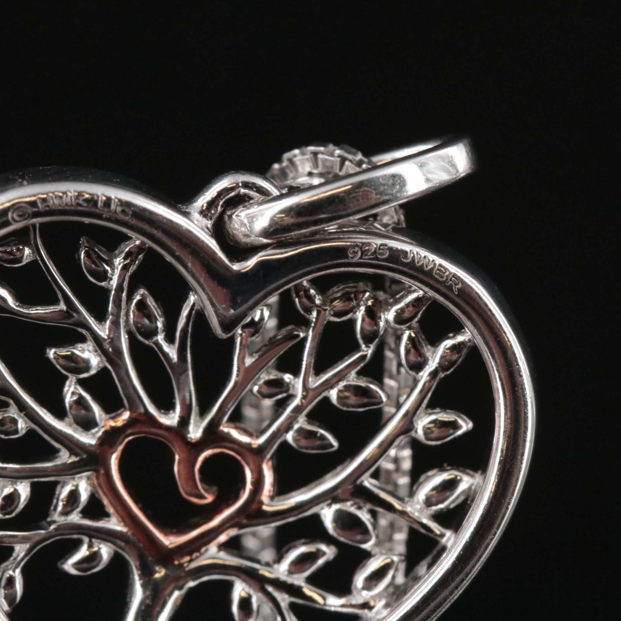 Sterling Diamond Tree of Life and Heart Necklace