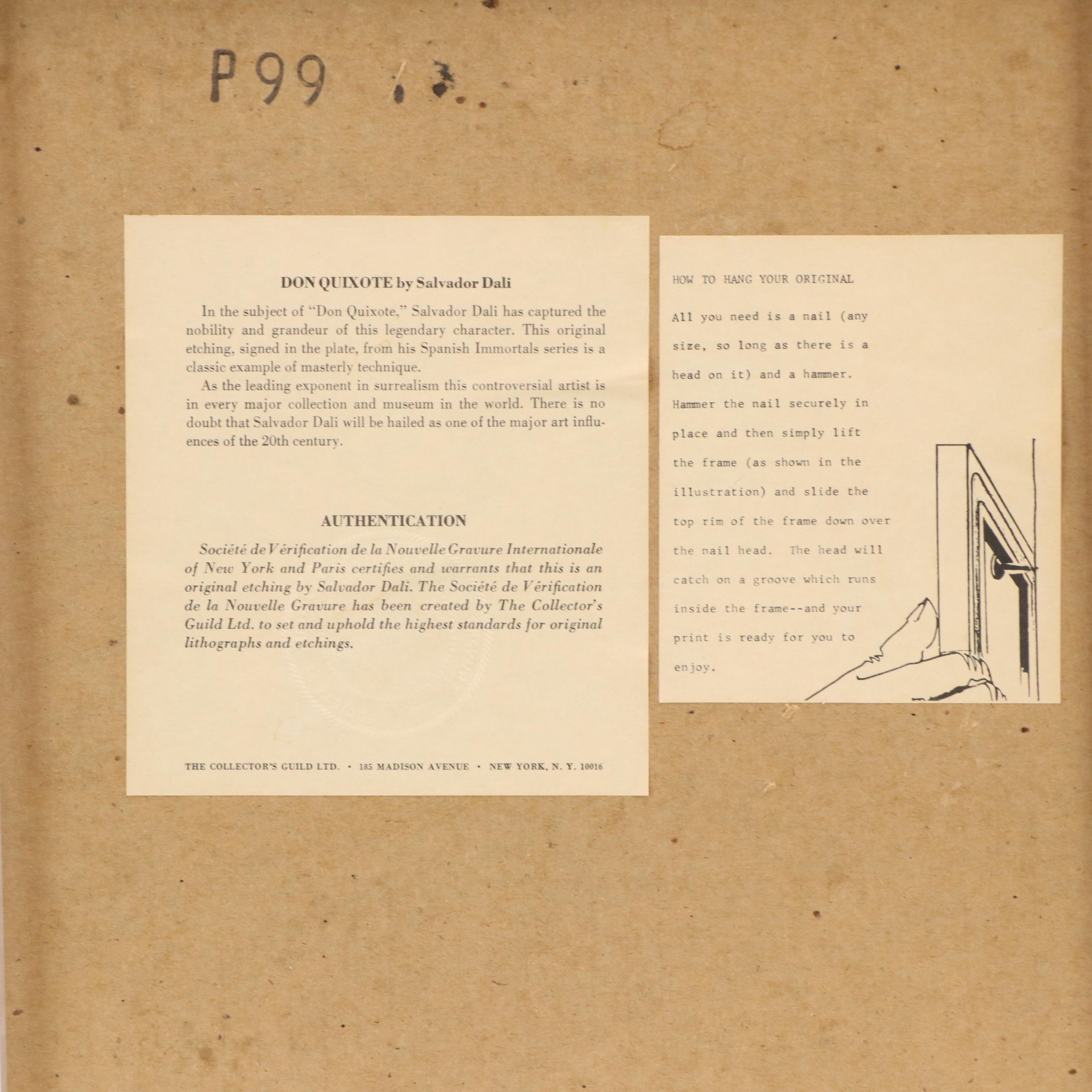 Salvador Dalí Restrike Etching "Don Quixote"
