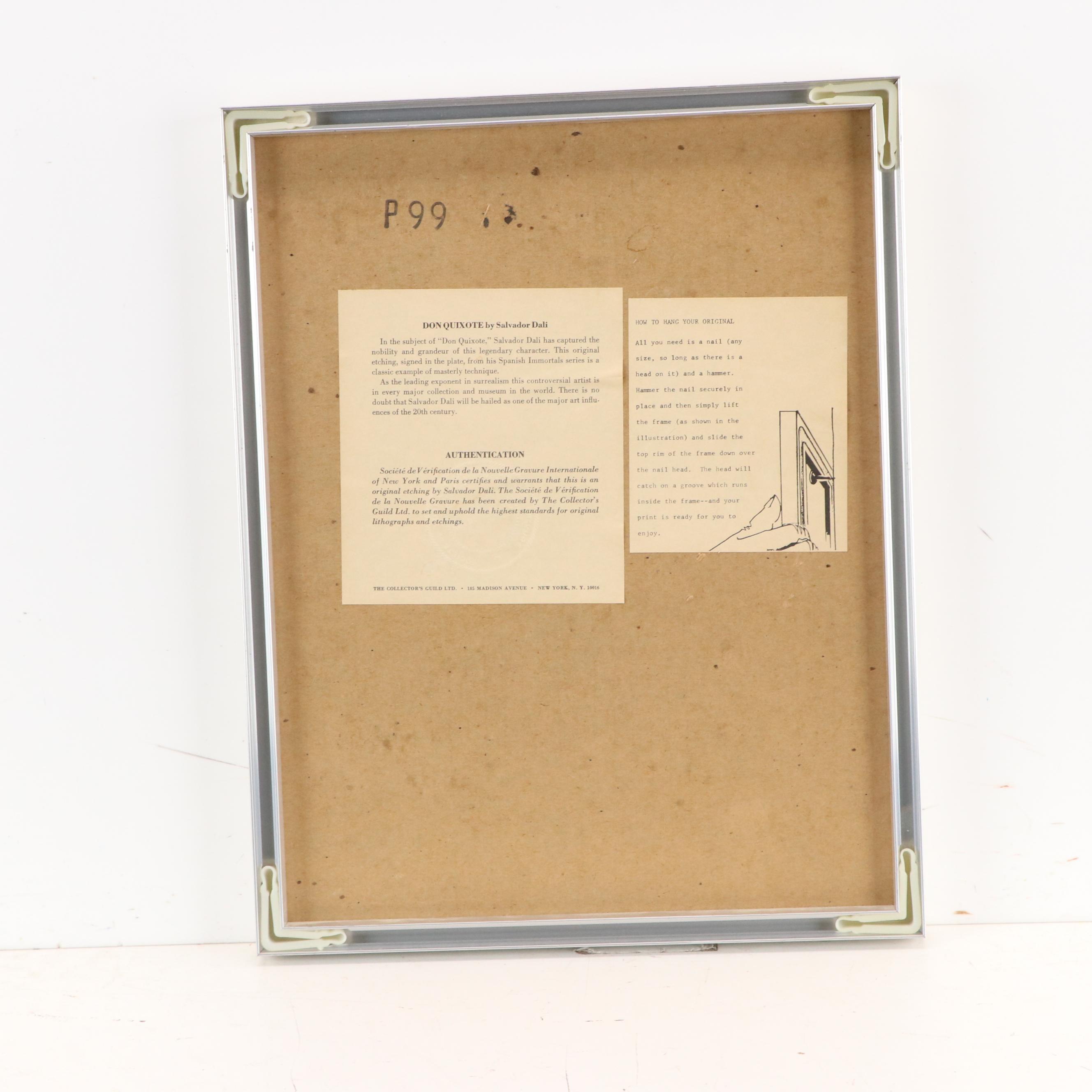 Salvador Dalí Restrike Etching "Don Quixote"