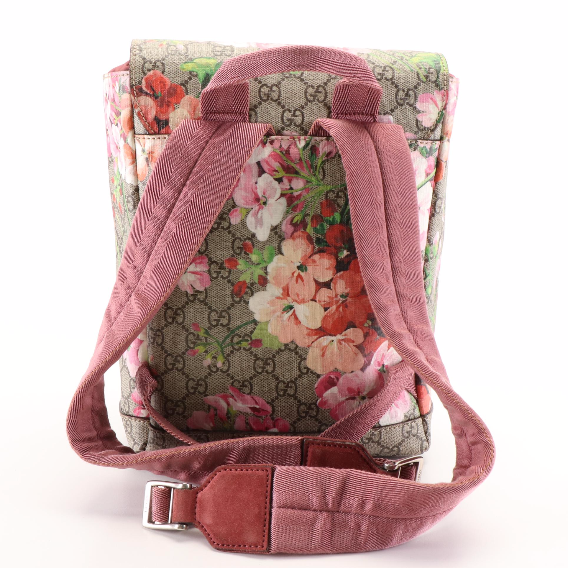 Gucci Blooms GG Supreme  Monogram Single Buckle Backpack