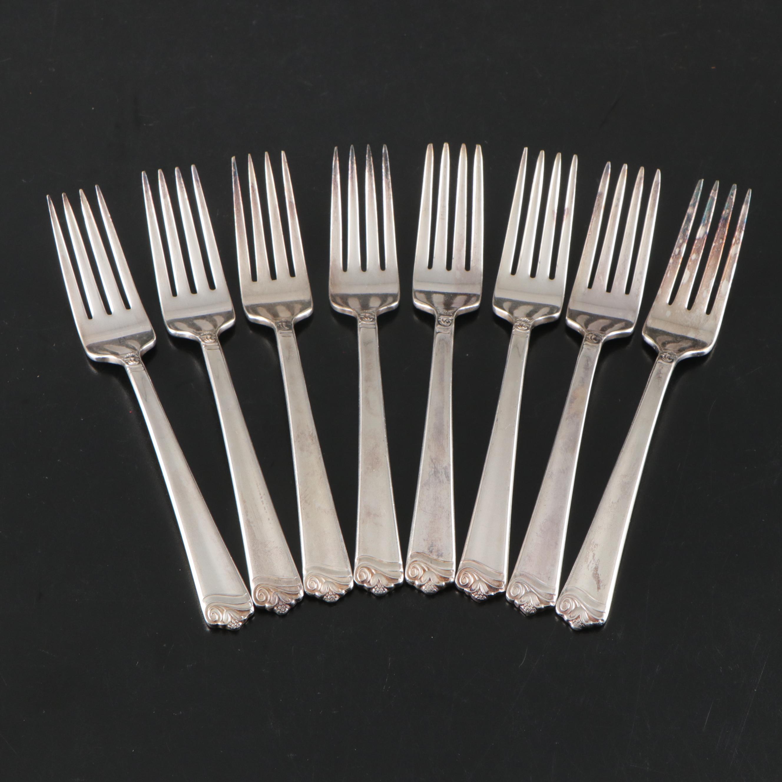 Danish Sorensen "Lotus" Sterling Utensils and Silver Plate Flatware