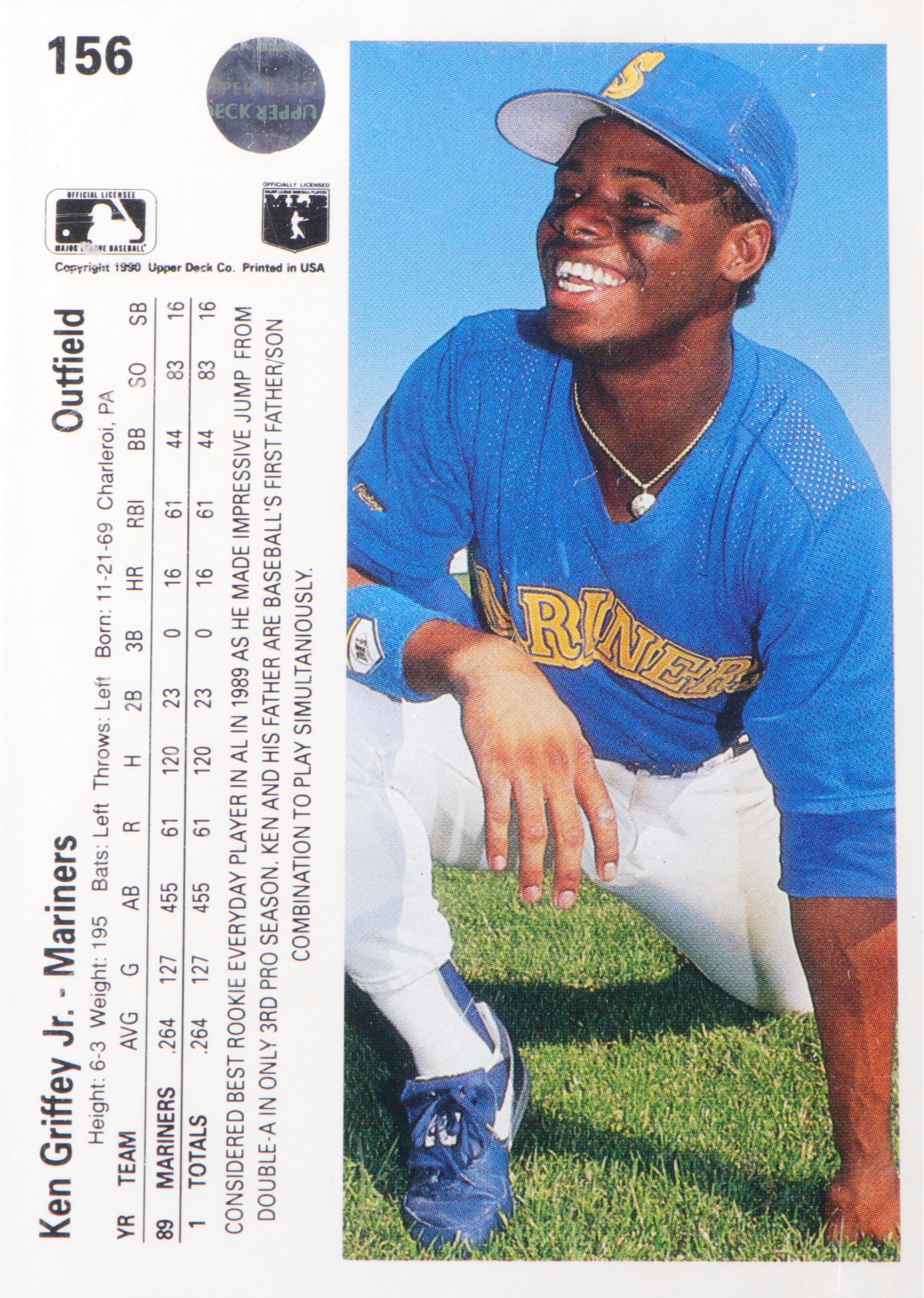 1990 Upper Deck Ken Griffey Jr. Seattle Mariners Baseball Card #156