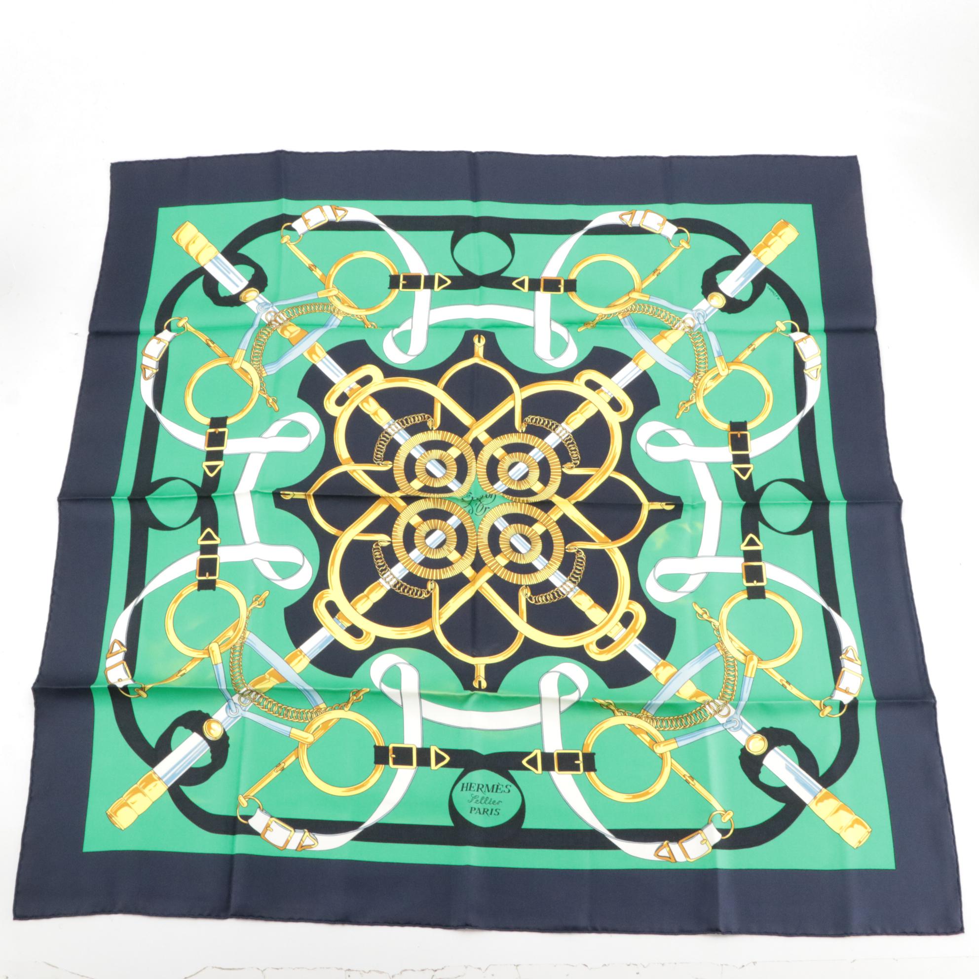 Hermès "Eperon D'or" Scarf 90 in Silk Twill