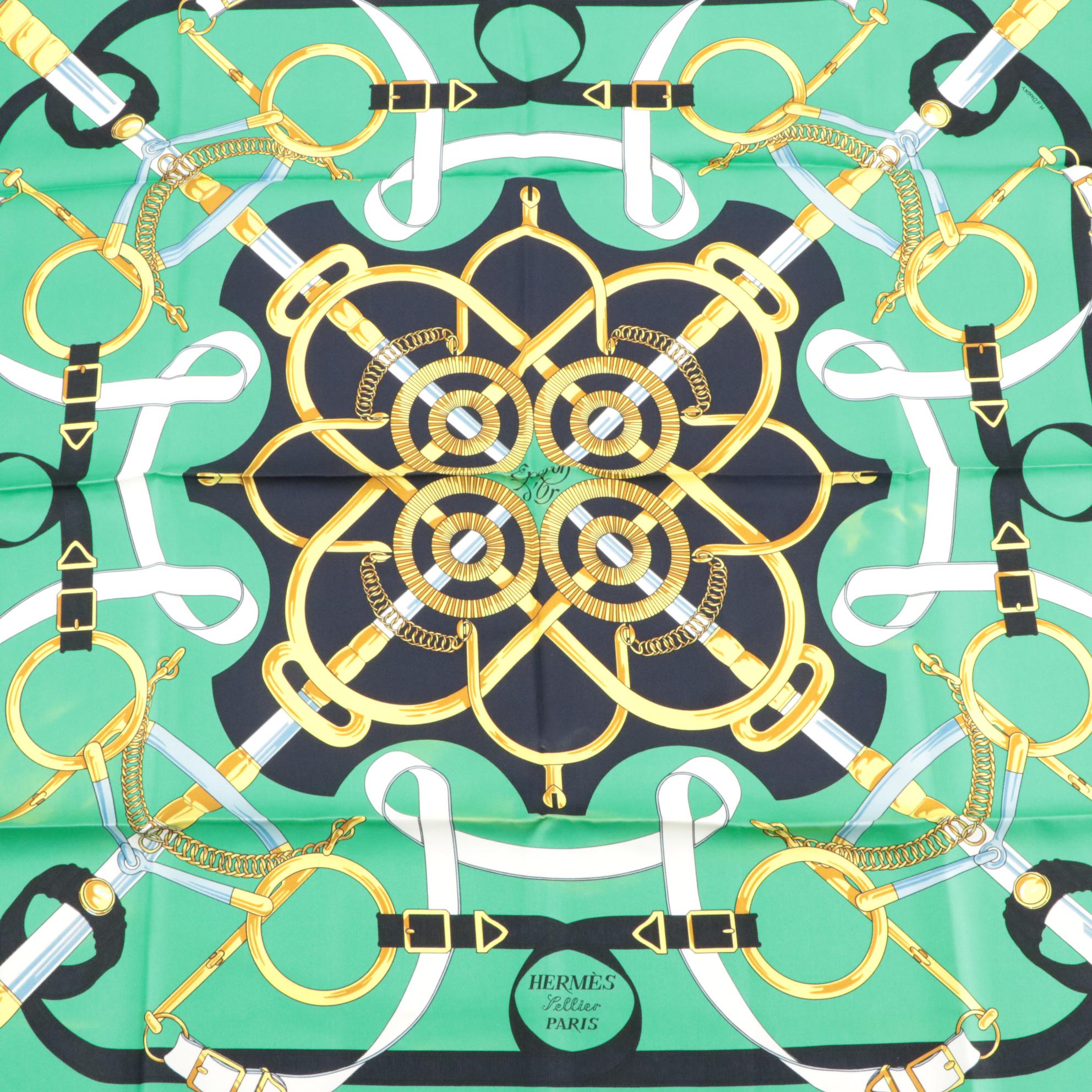 Hermès "Eperon D'or" Scarf 90 in Silk Twill