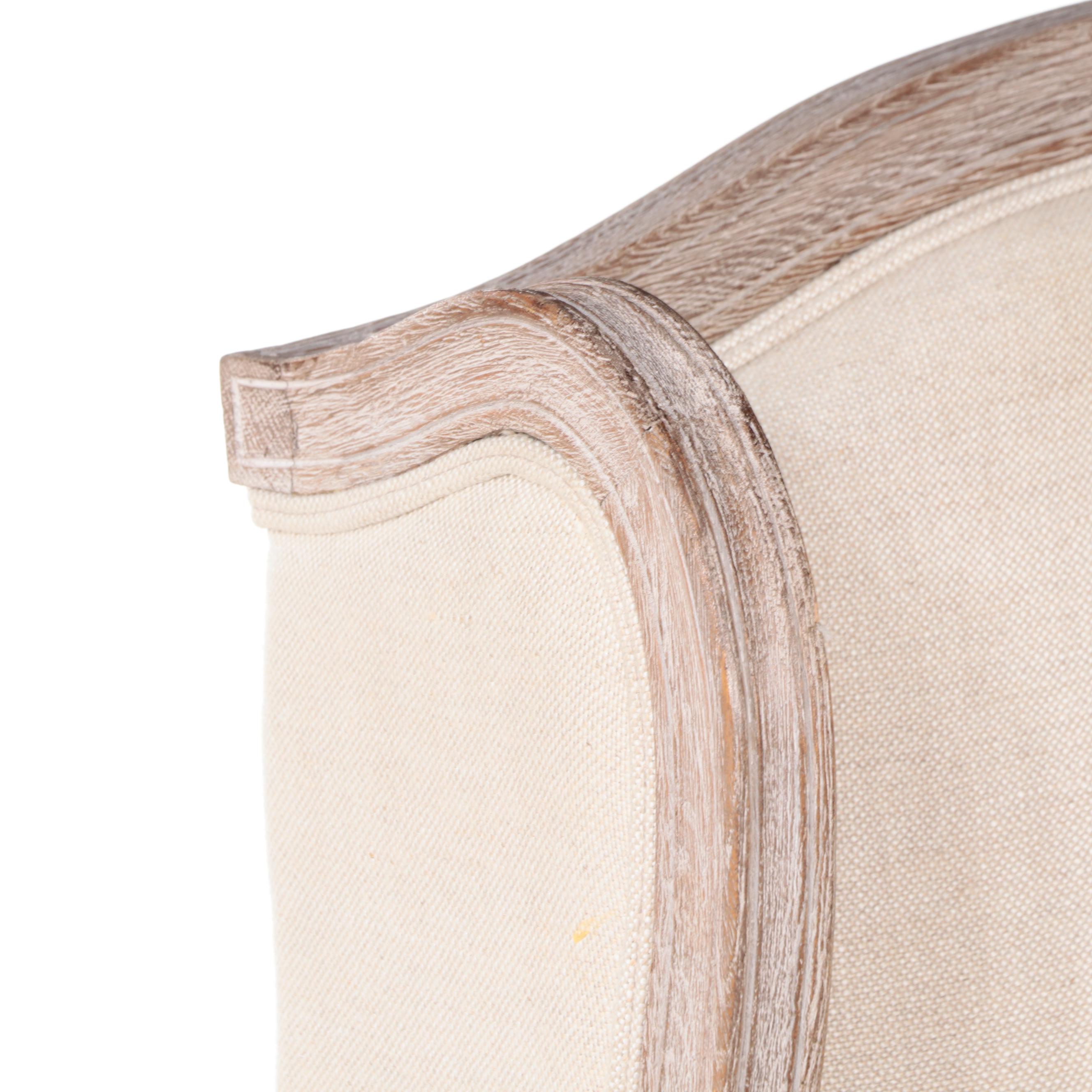 Pair of Restoration Hardware Louis XV Style Cerused Oak and Linen Bergères