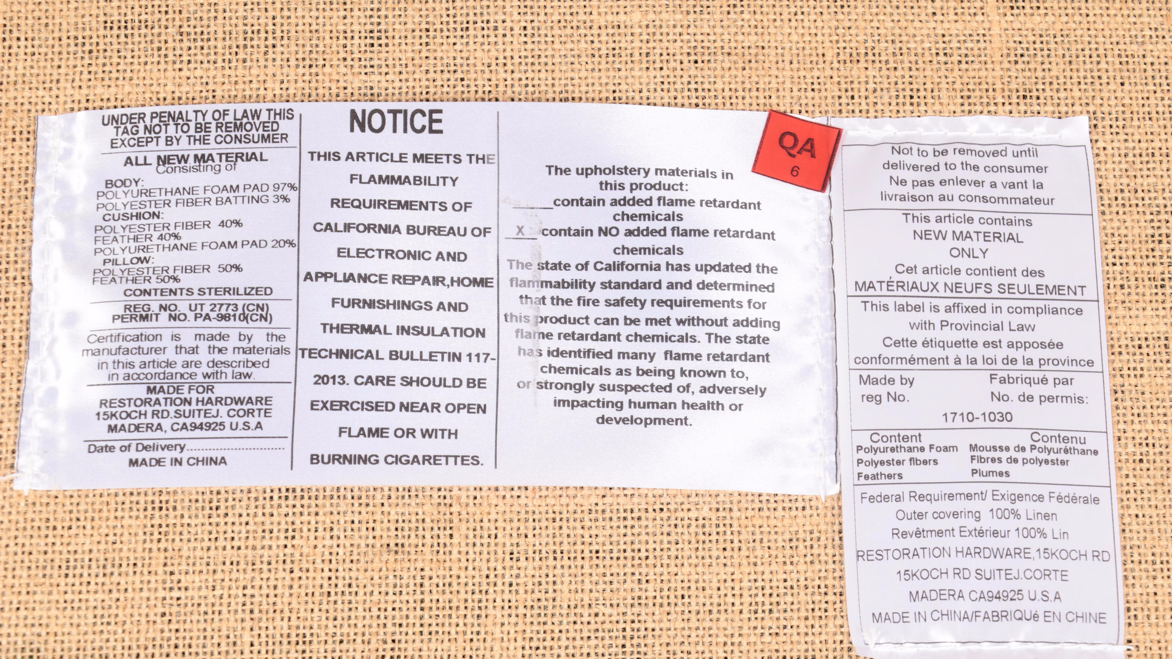 Pair of Restoration Hardware Louis XV Style Cerused Oak and Linen Bergères