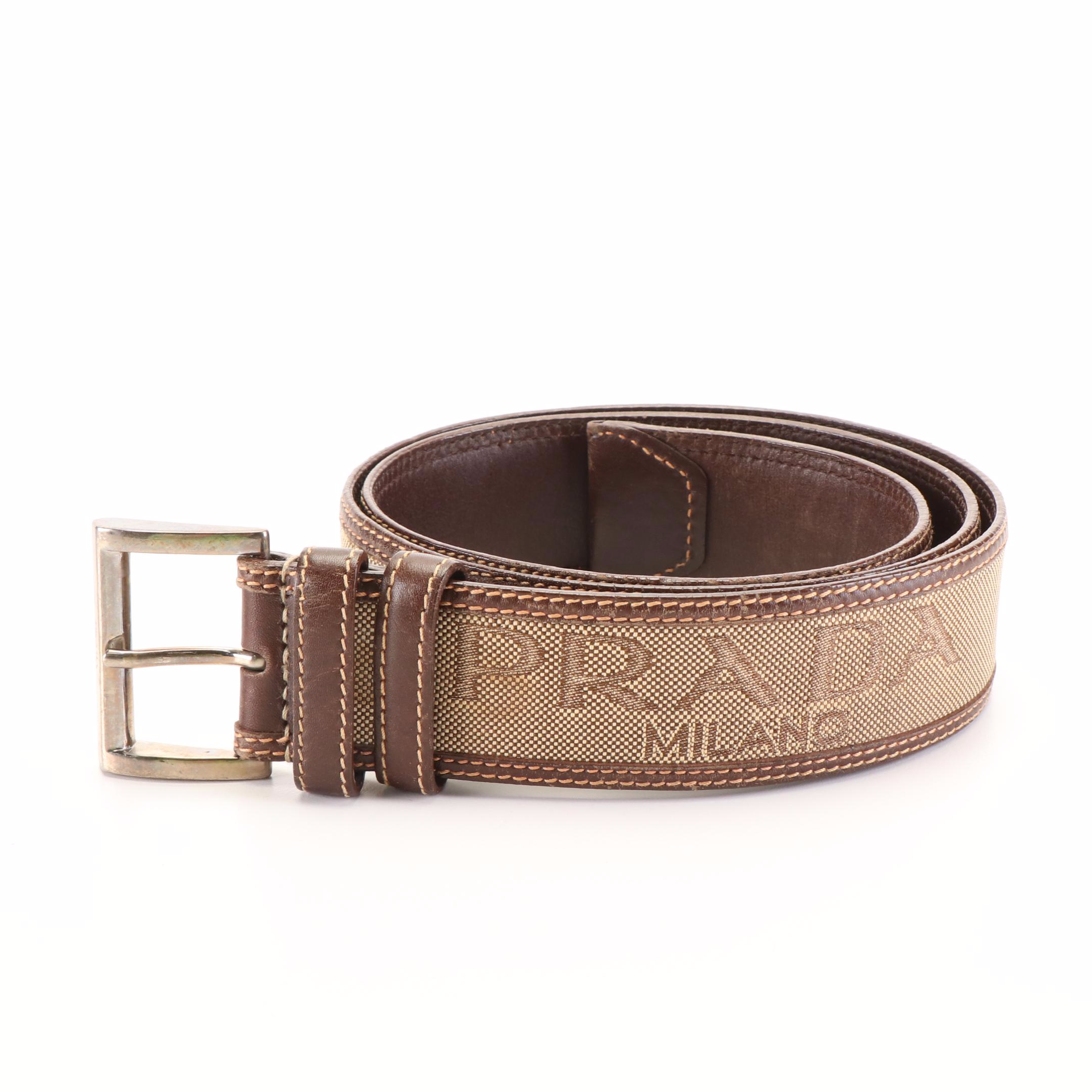 Prada Canvas and Leather Belt