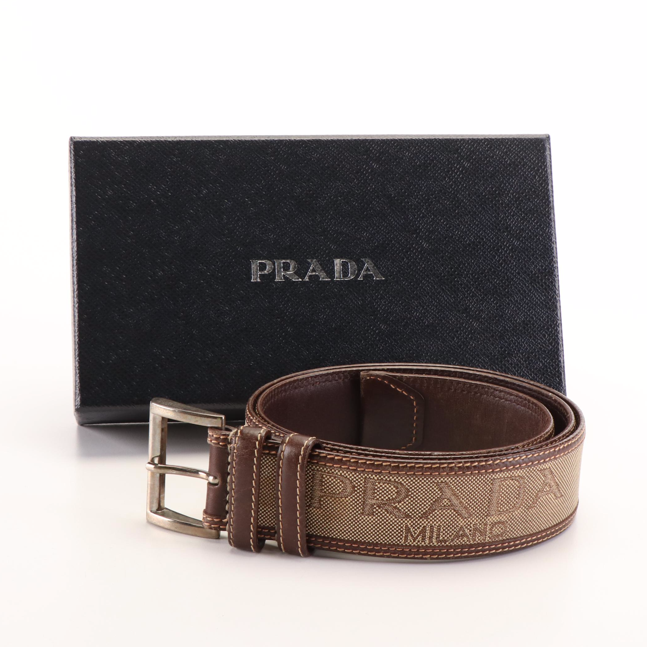 Prada Canvas and Leather Belt
