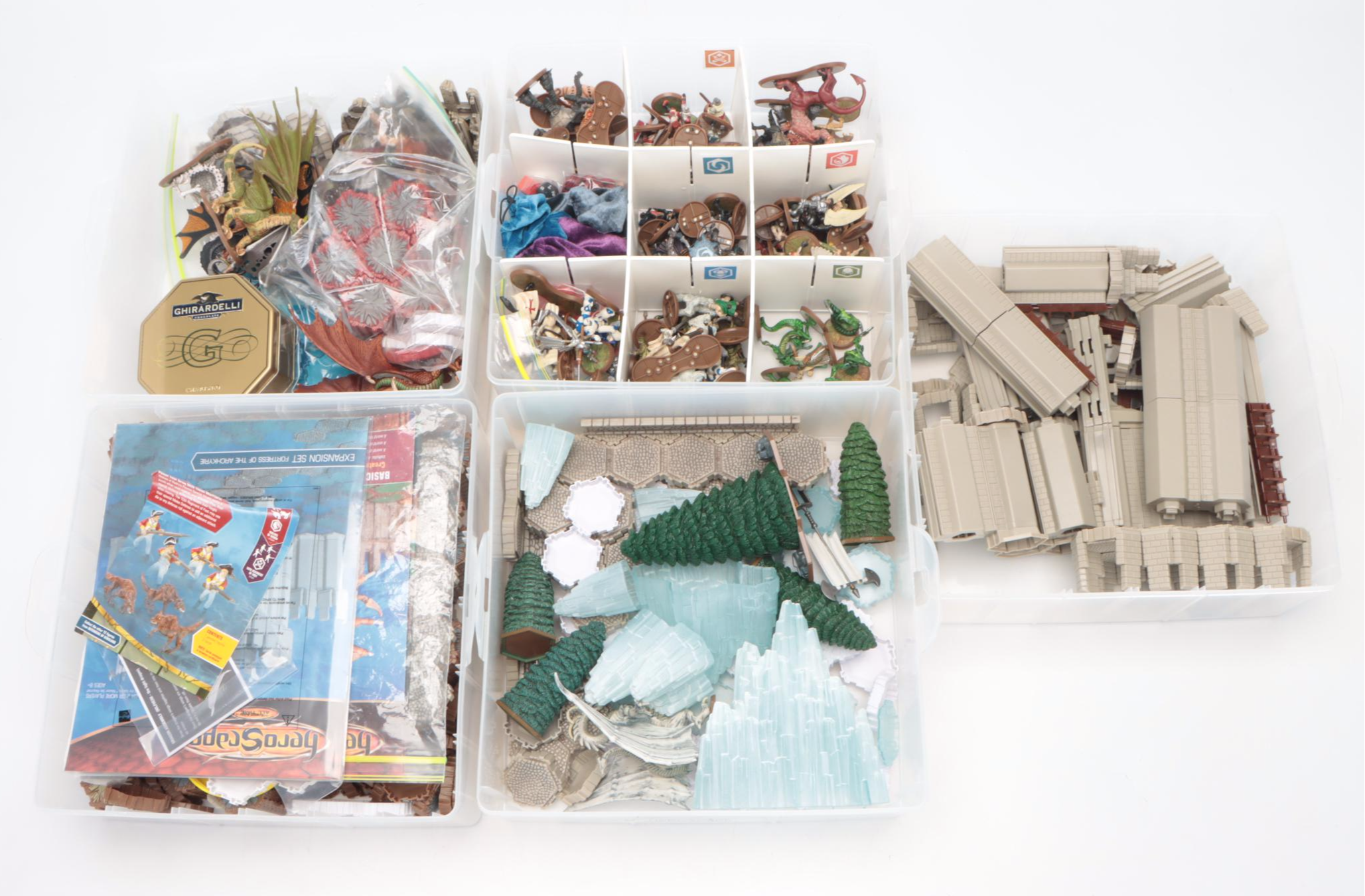 Heroscape Tabletop Miniatures with Trees and Stone Building Components