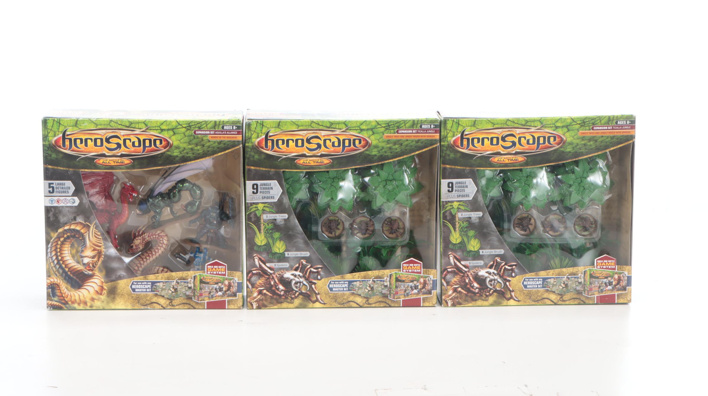 Heroscape Tabletop Miniatures with Trees and Stone Building Components
