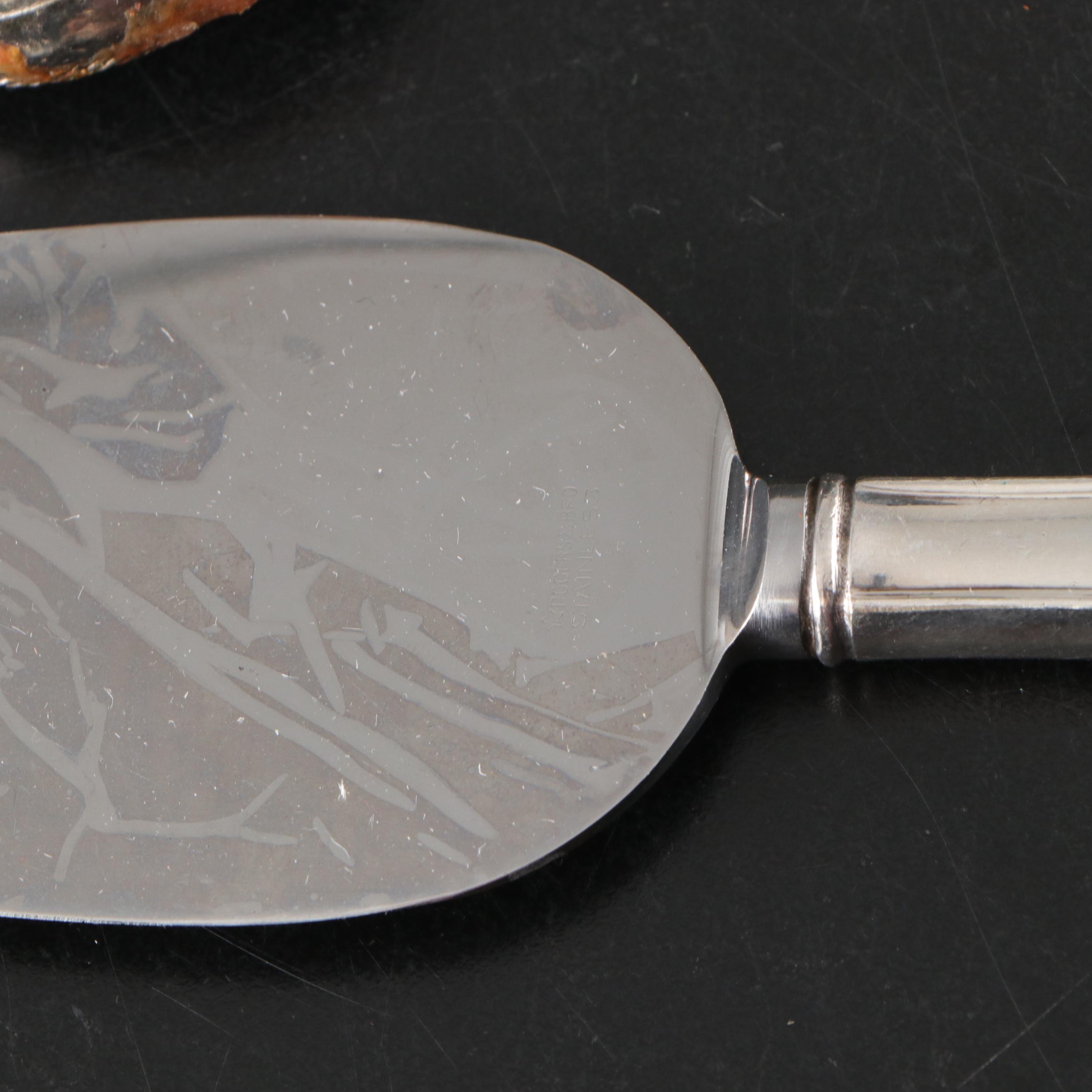 Pyrex Oval Baking Dish with Silver Plate Tongs and More Serving Utensils