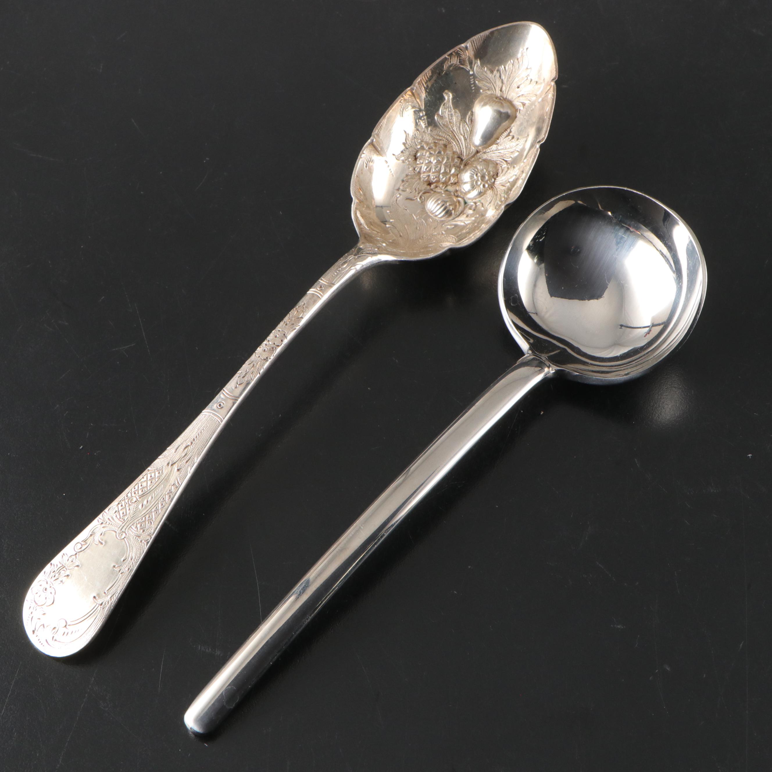 Pyrex Oval Baking Dish with Silver Plate Tongs and More Serving Utensils