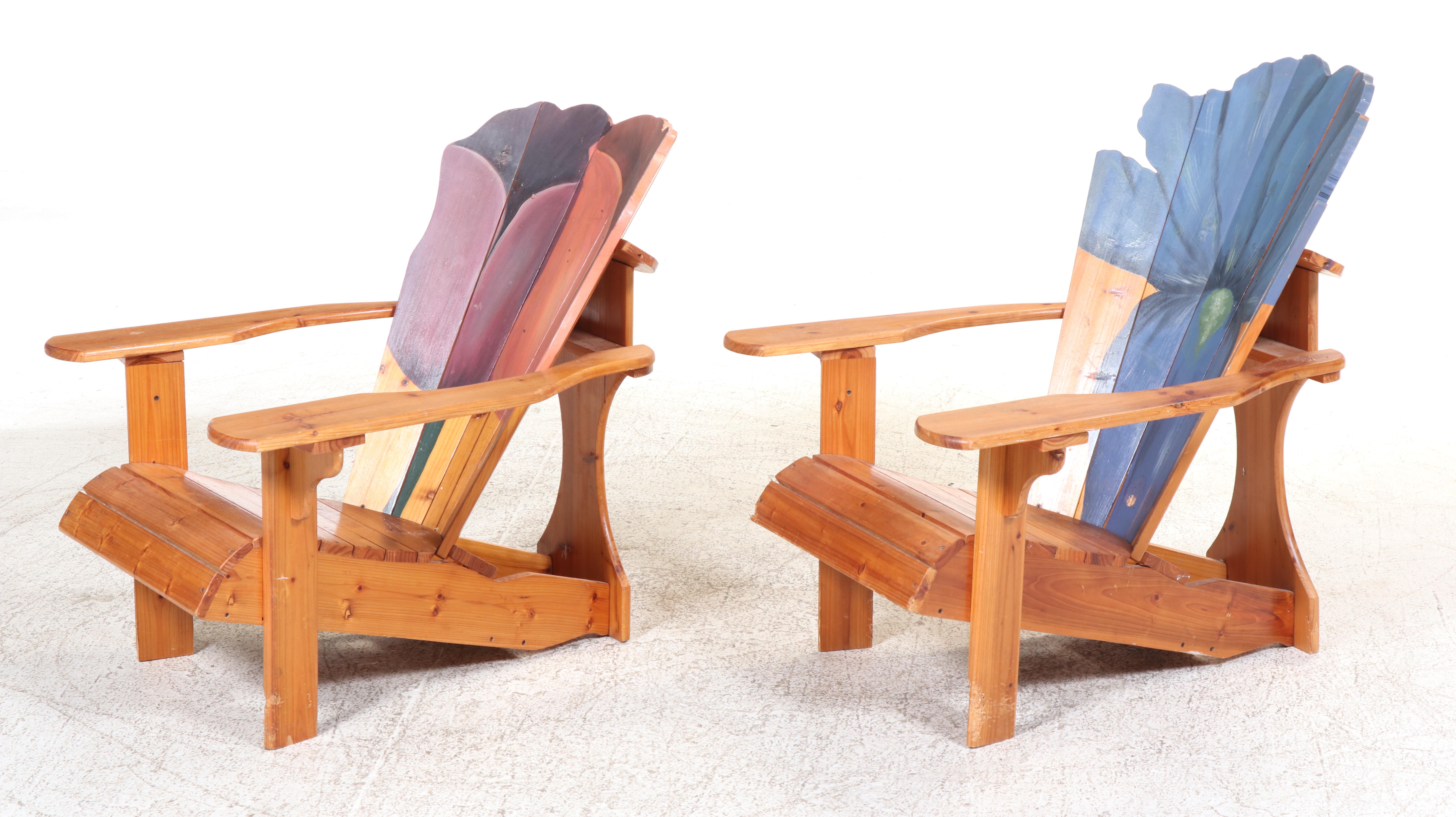Two Bird Brain, Inc. Paint-Decorated Pine Blooming Chairs