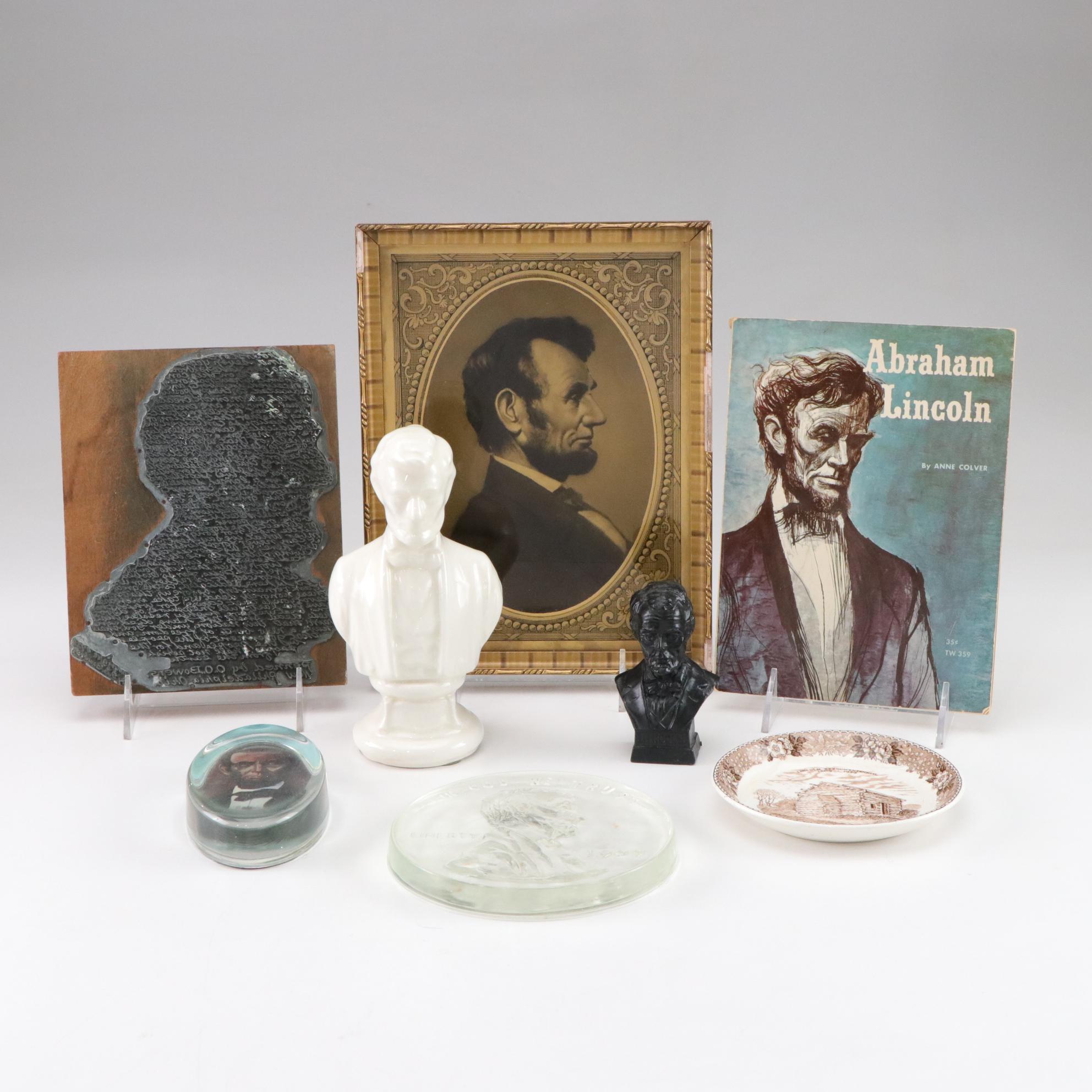Abraham Lincoln Collection Featuring Figurines and Portraits