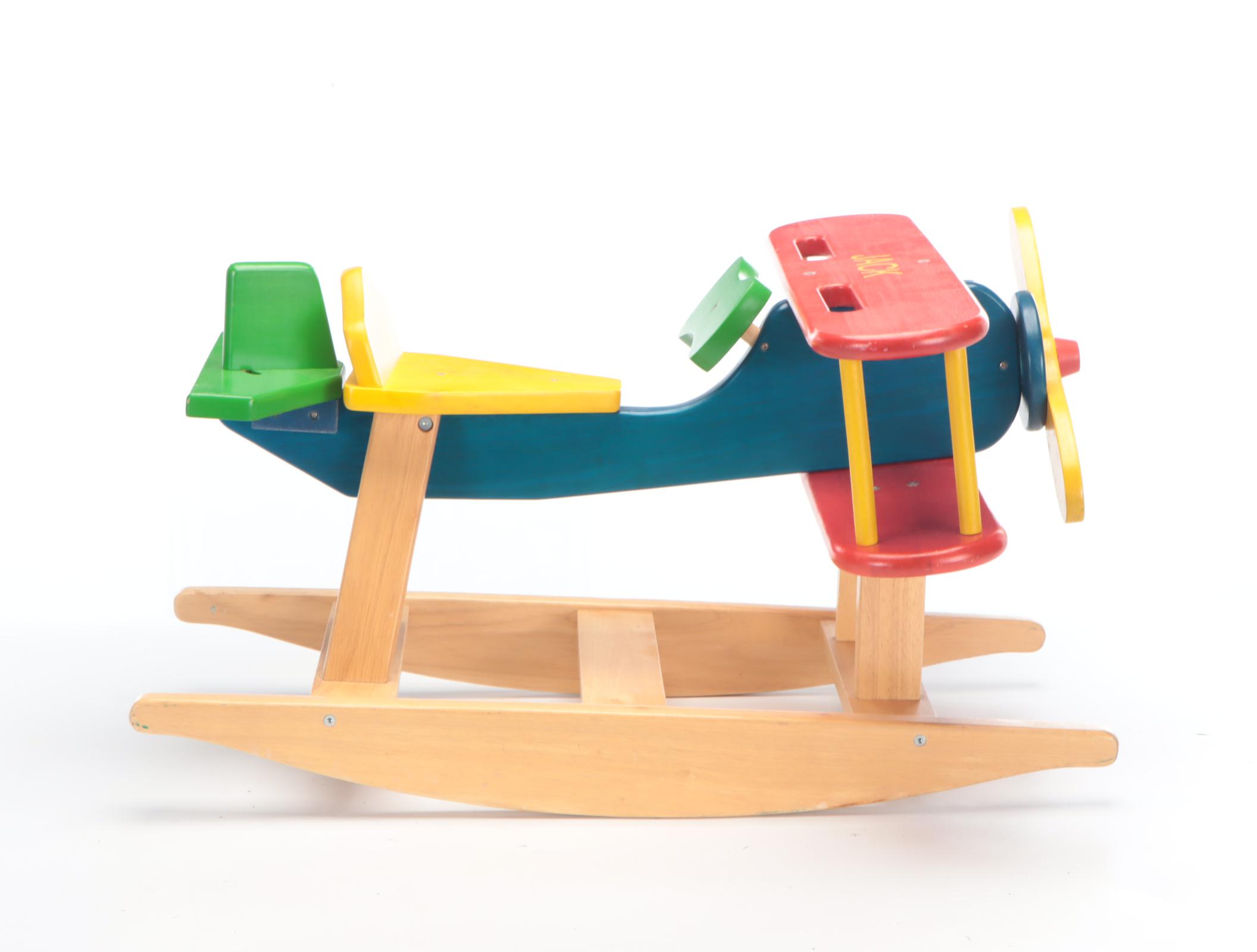Finished Wood Propeller Plane Ride-On-Toy