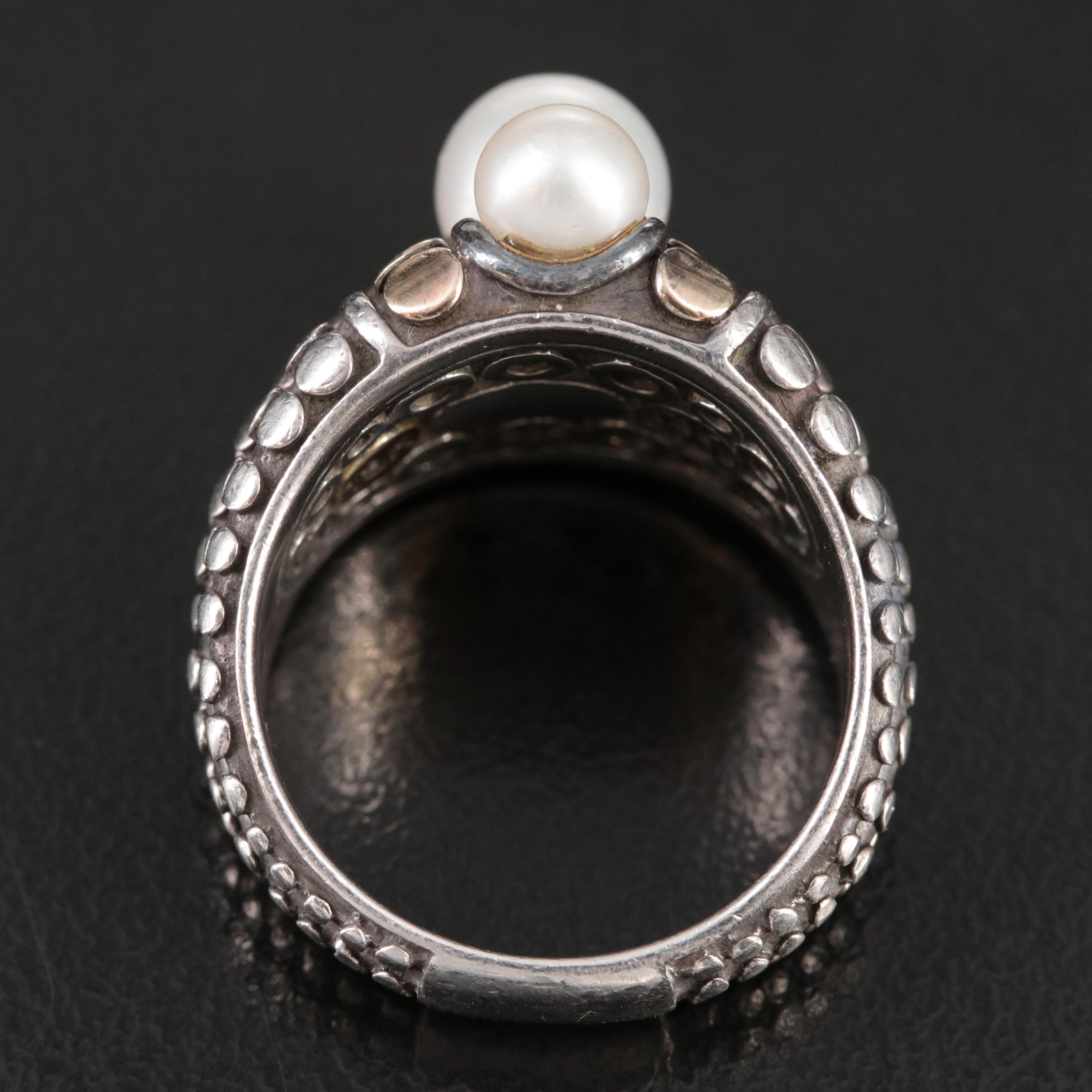 John Hardy Dot Sterling and 18K Triple Row Ring