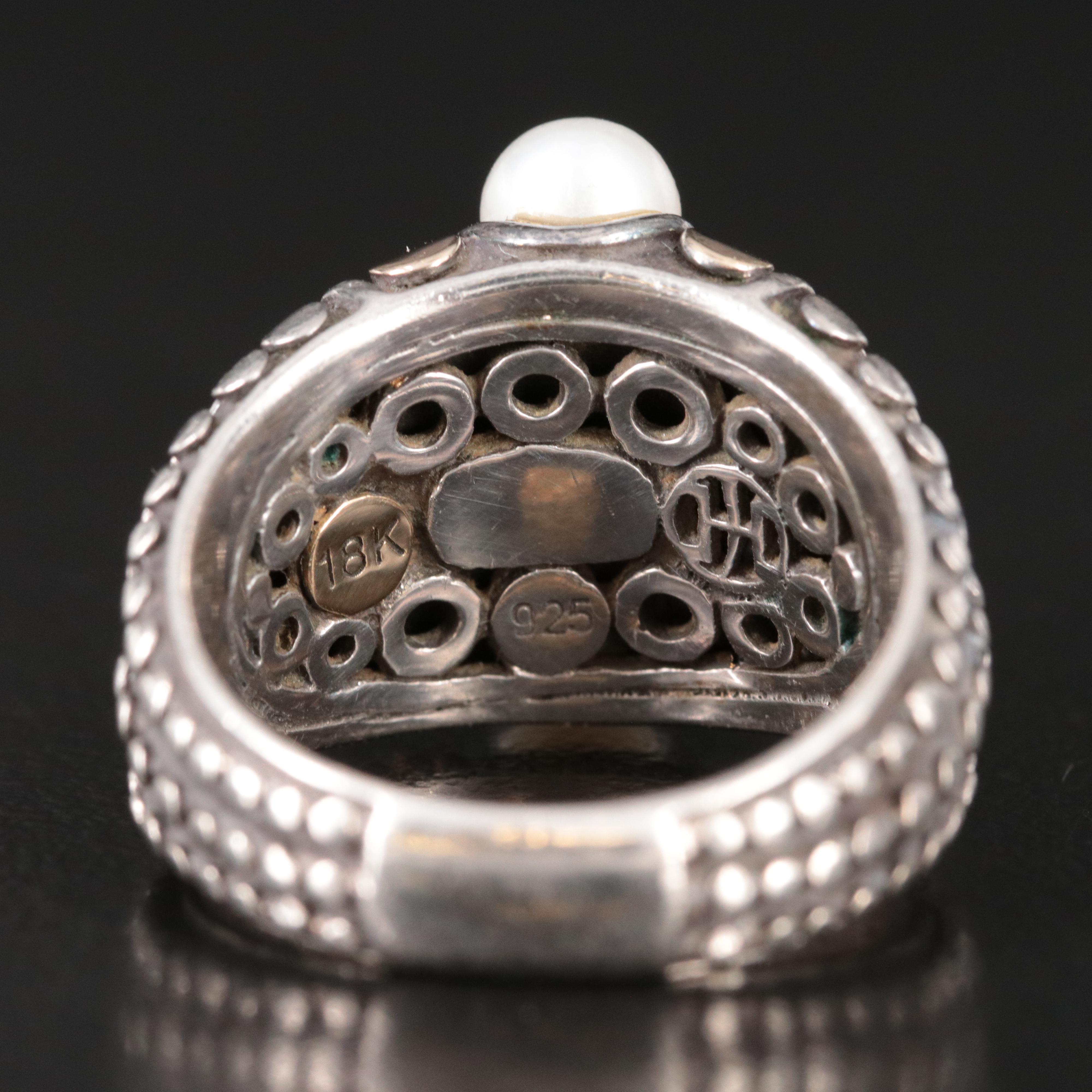 John Hardy Dot Sterling and 18K Triple Row Ring