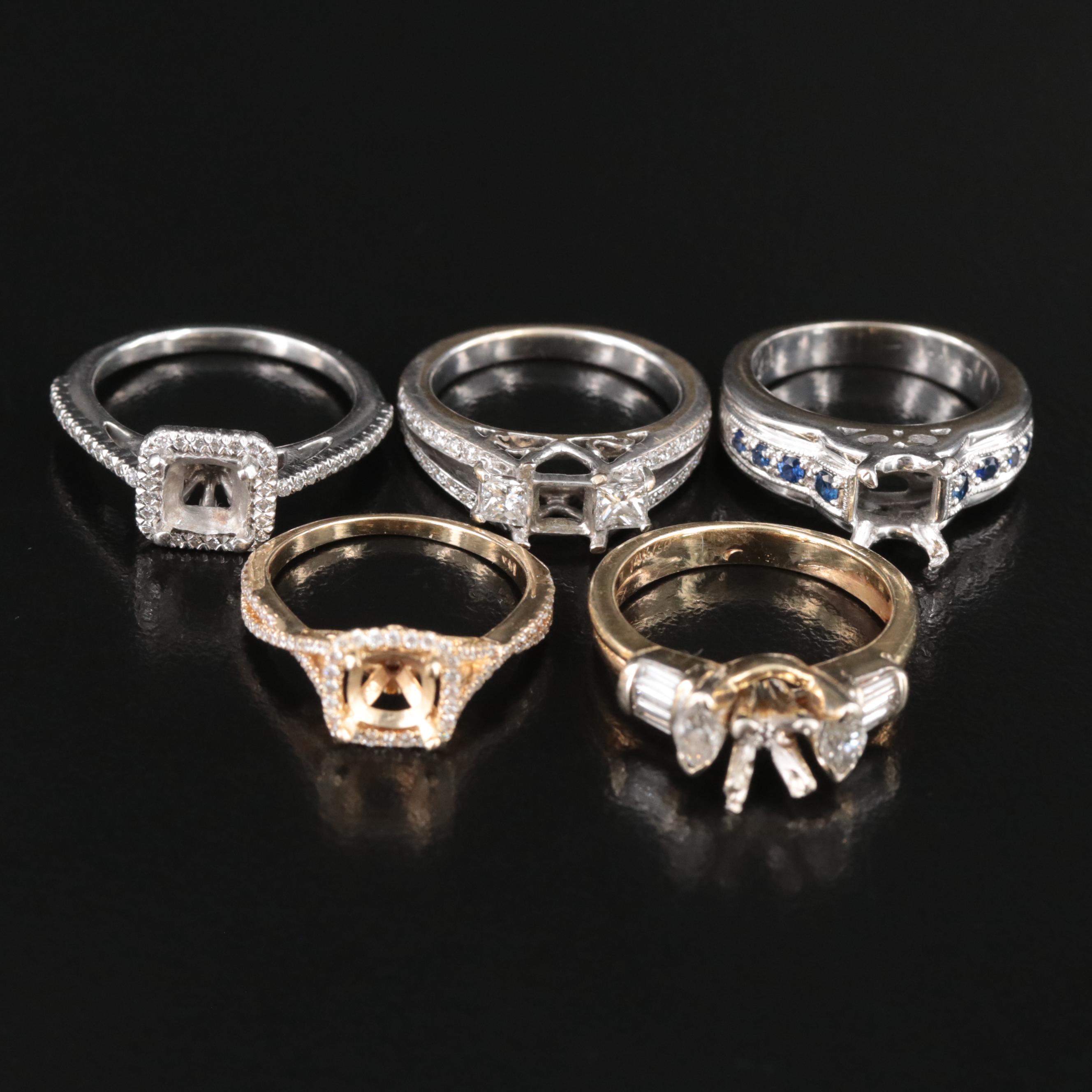 14K, 18K and Platinum Rings with 1.51 CTW Diamonds and Sapphires