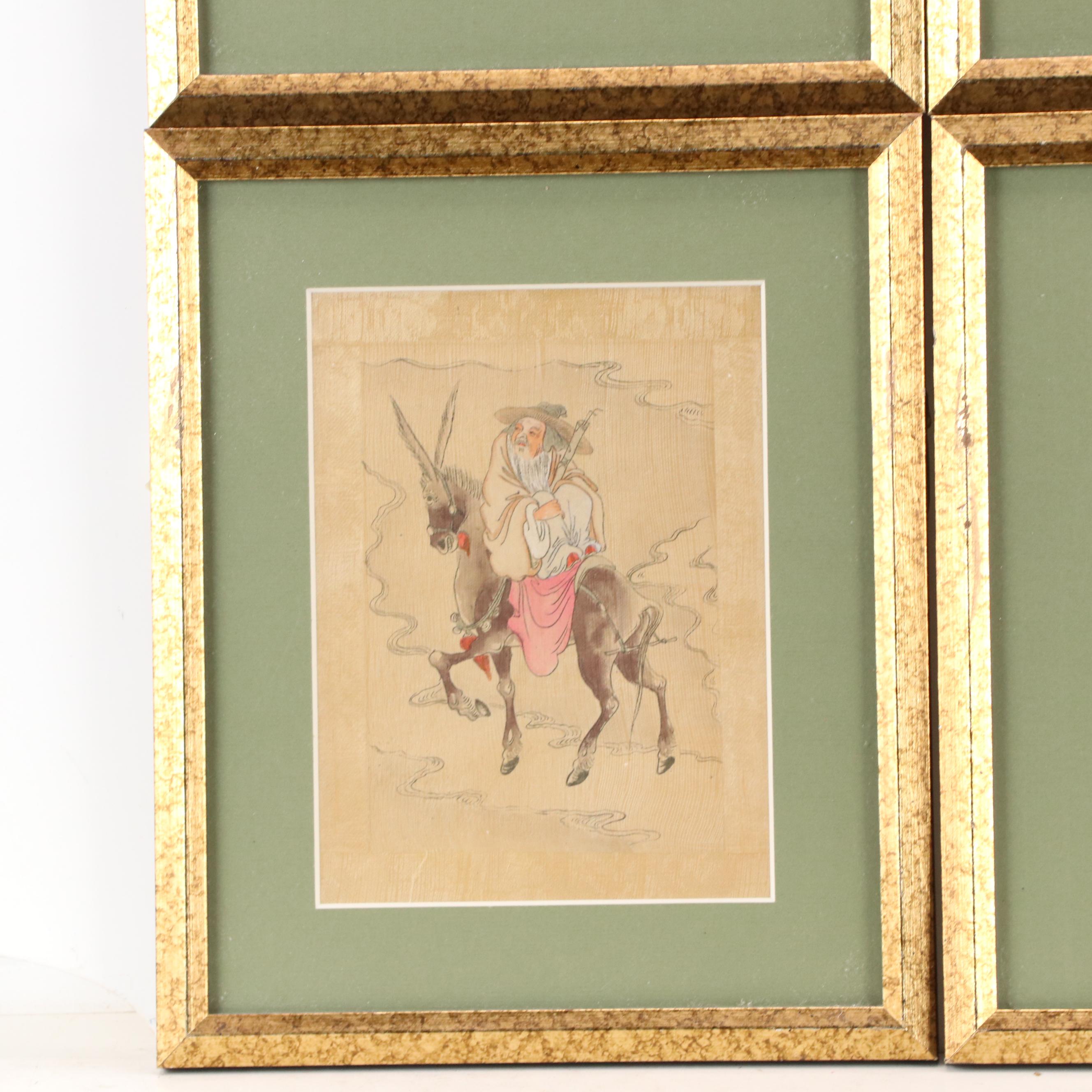 Gouache Painting Portraits of Chinese Mythological Figures, 20th Century