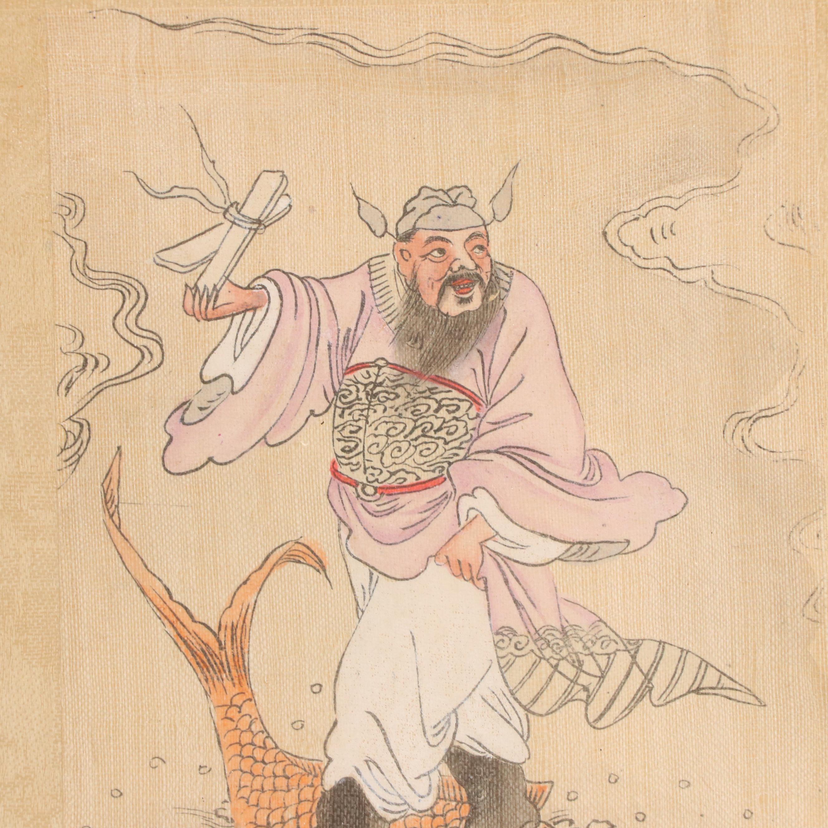 Gouache Painting Portraits of Chinese Mythological Figures, 20th Century