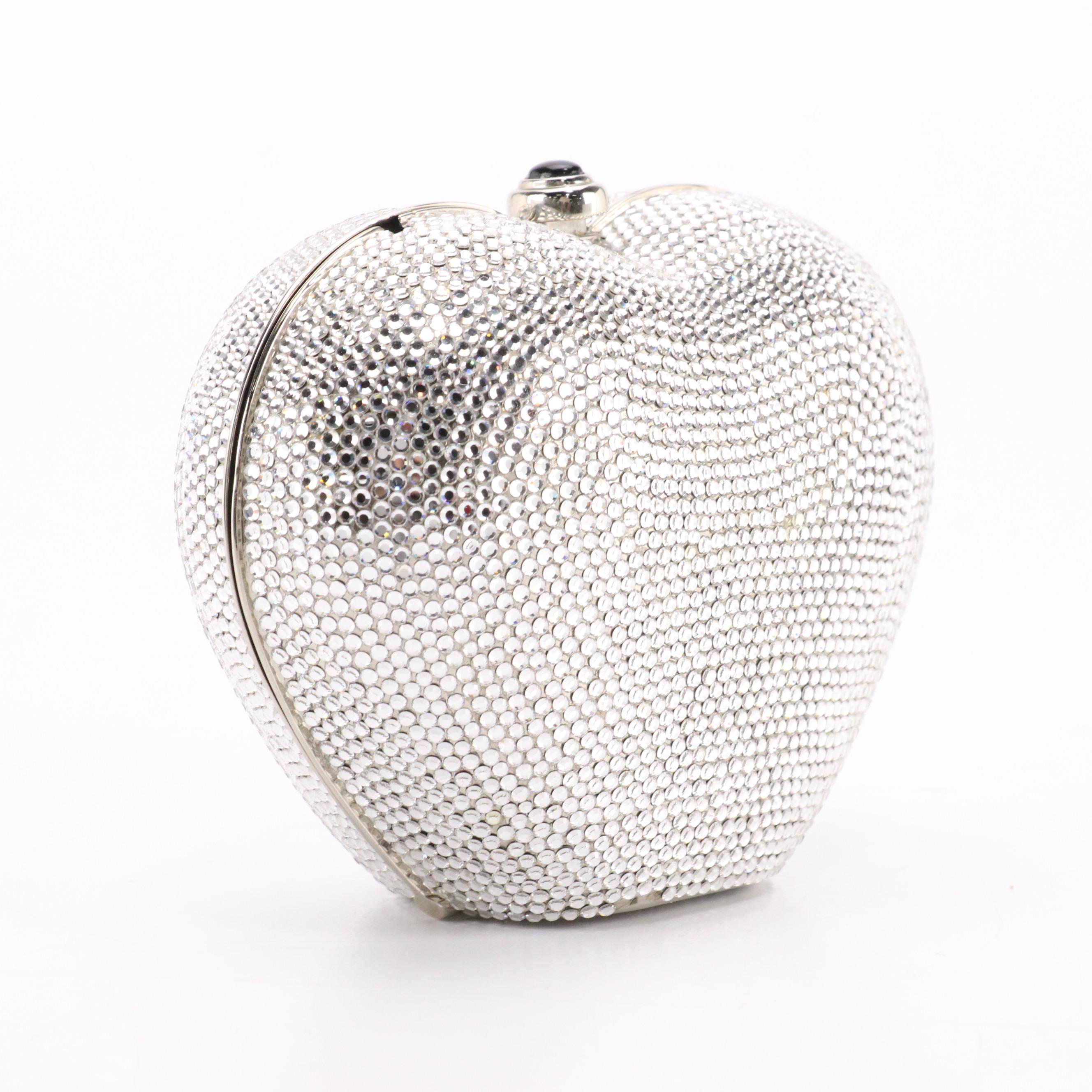 Judith Leiber Crystal Heart Convertible Clutch with Gemstone Clasp
