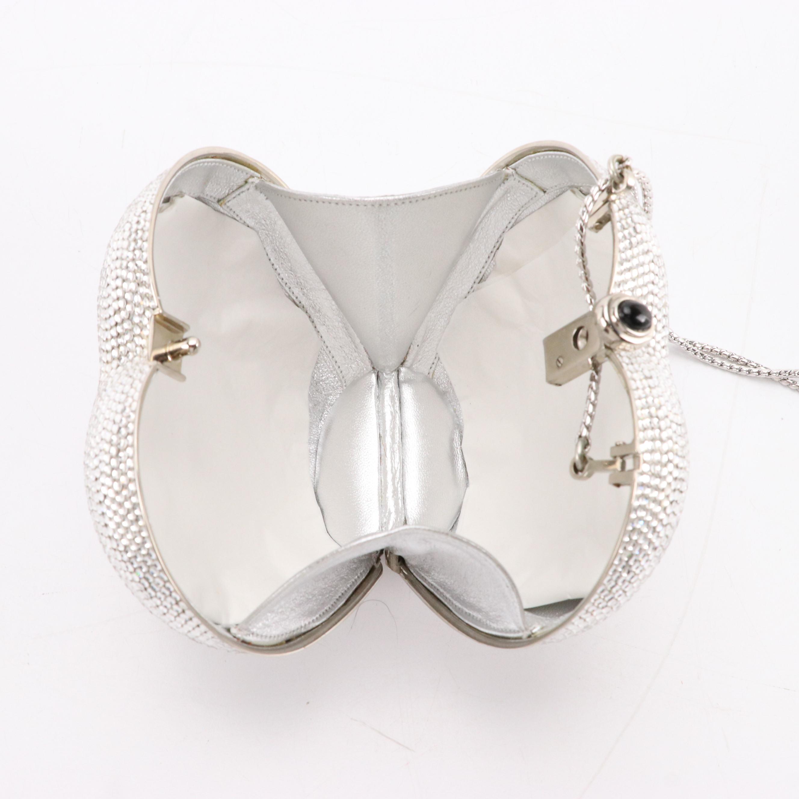 Judith Leiber Crystal Heart Convertible Clutch with Gemstone Clasp