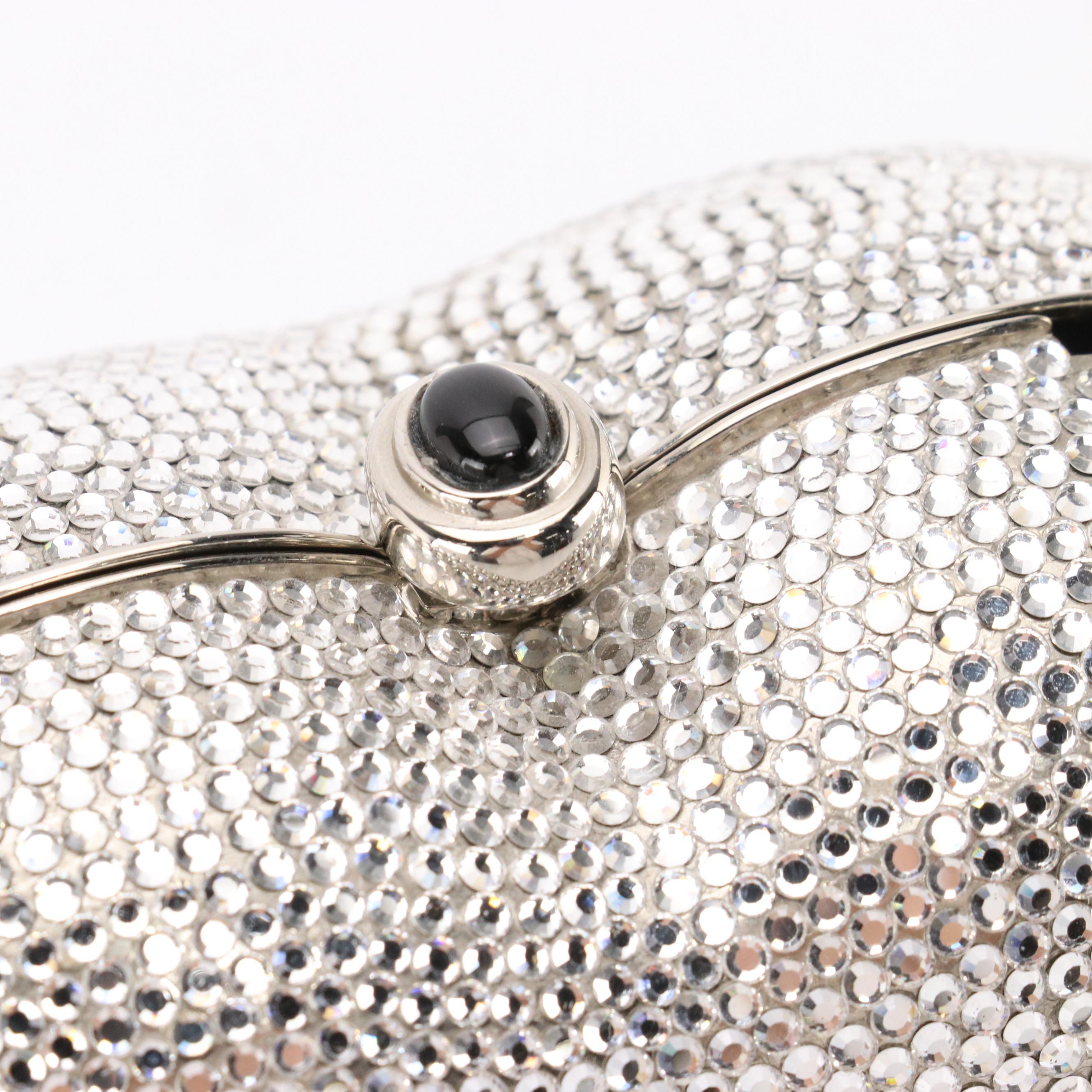 Judith Leiber Crystal Heart Convertible Clutch with Gemstone Clasp