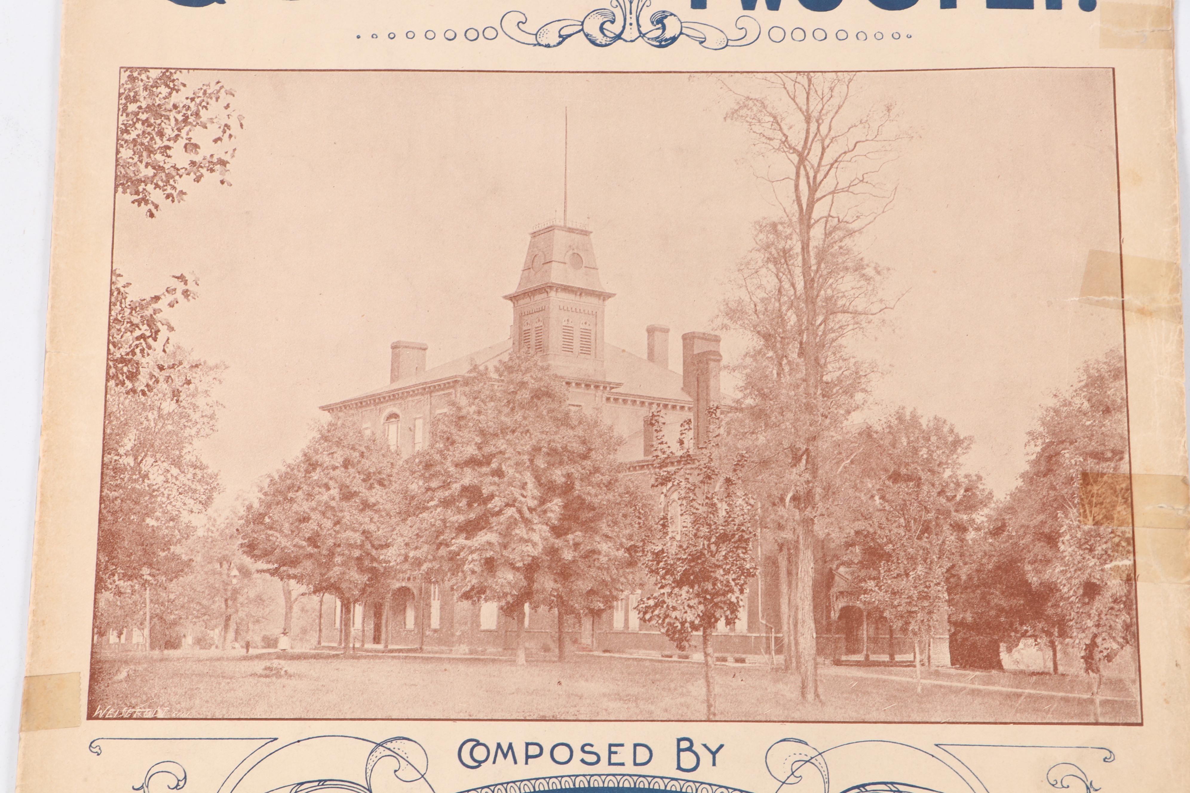 "Miami University March and Two-Step" Antique Sheet Music, 1896, Cincinnati