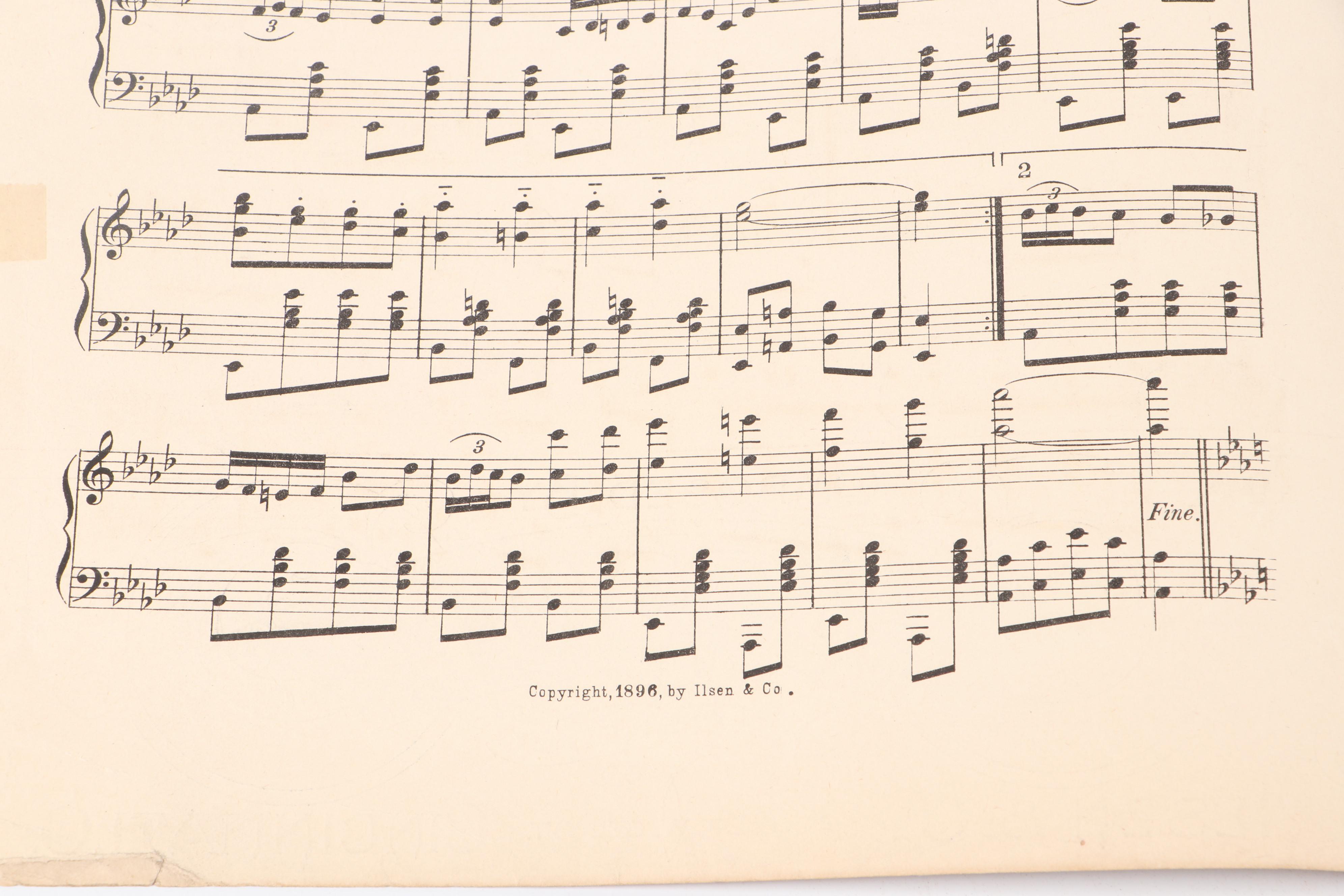 "Miami University March and Two-Step" Antique Sheet Music, 1896, Cincinnati