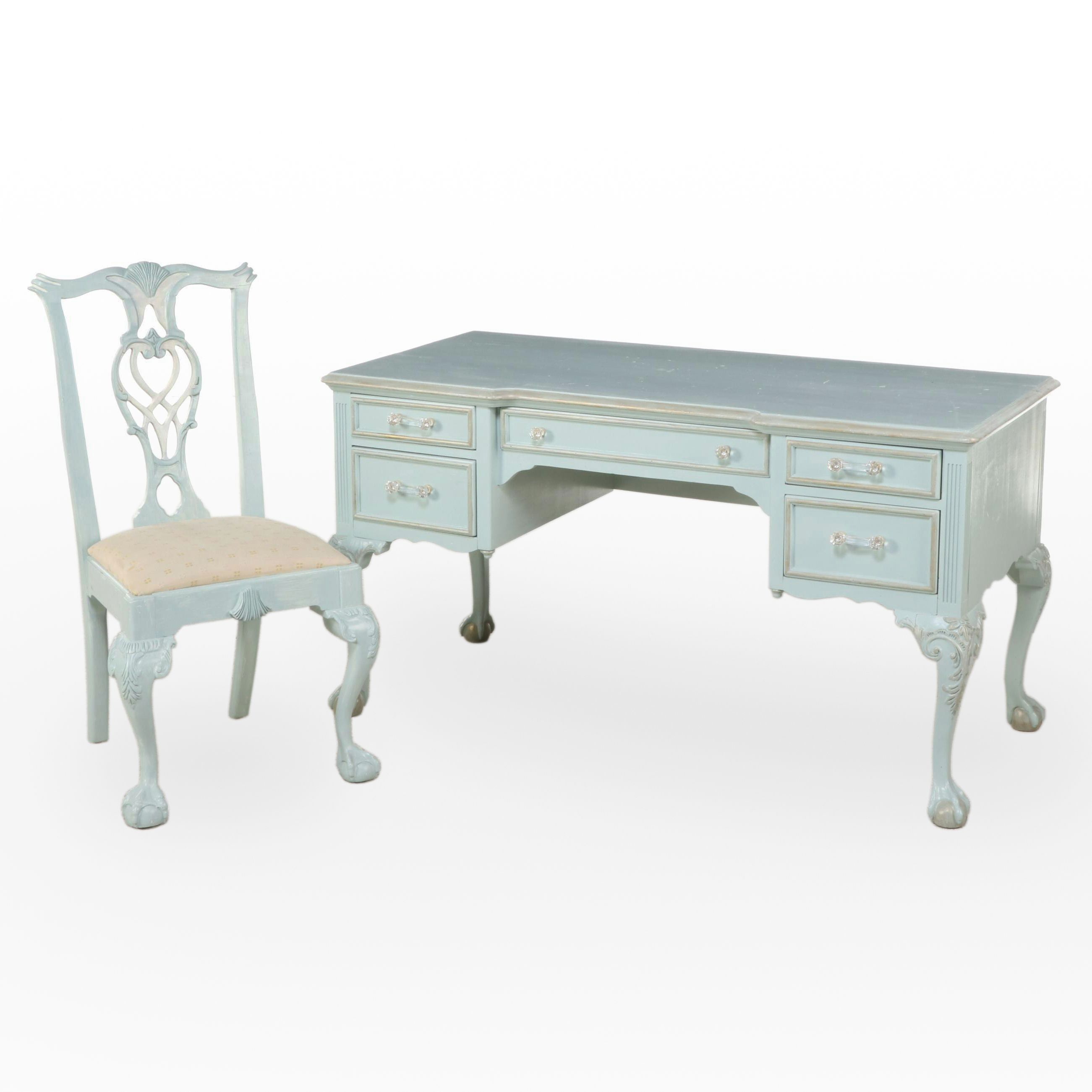Link-Taylor Chippendale Style Painted Desk and Young Hinkle Side Chair