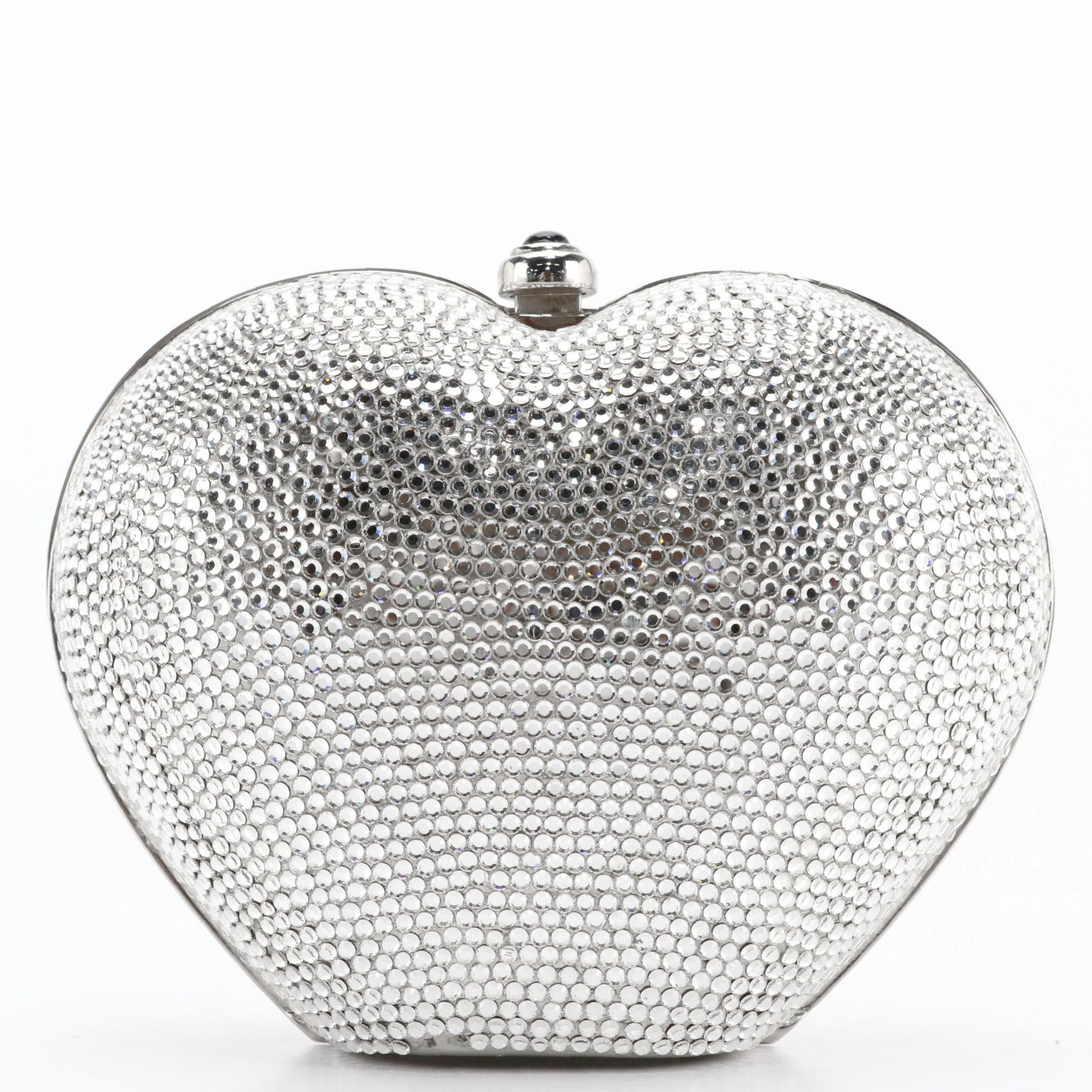 Judith Leiber Crystal Heart Convertible Clutch with Gemstone Clasp