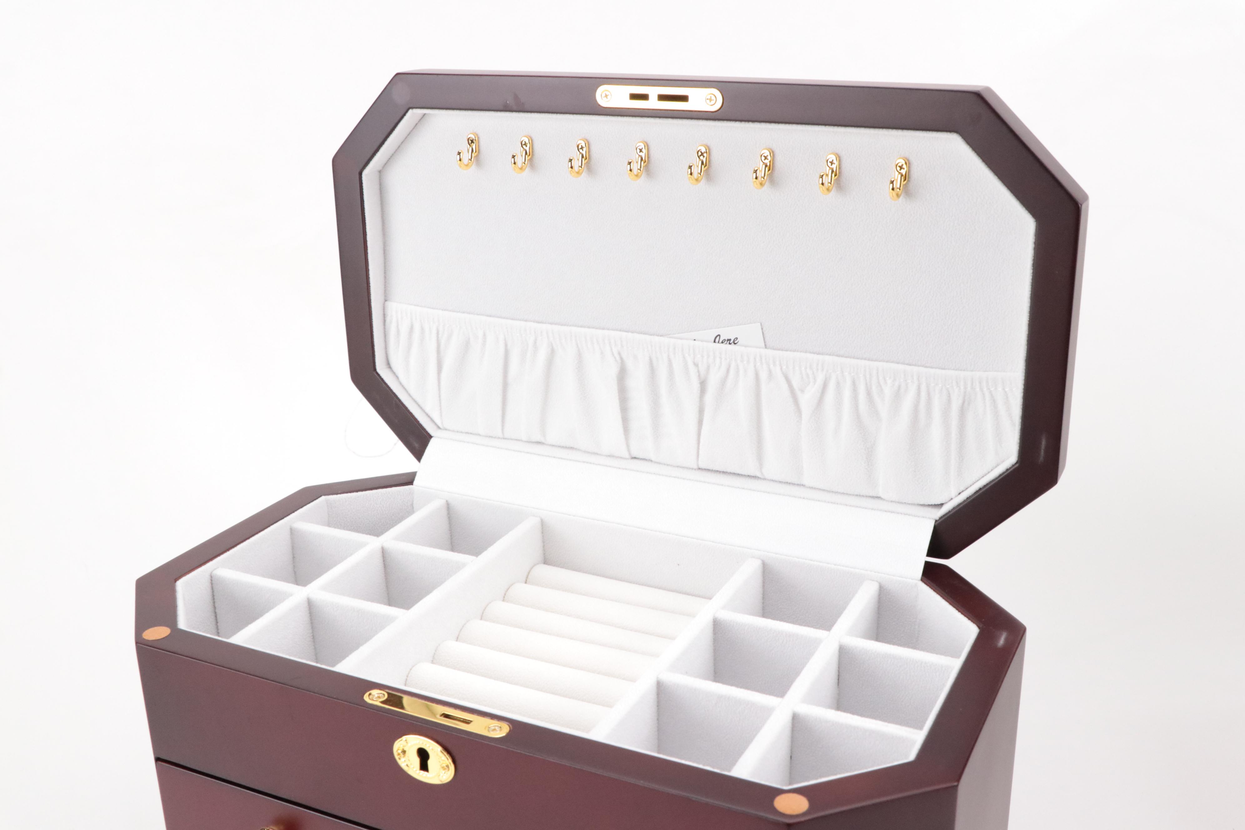 Jere Cherry Finish Wood Jewelry Box