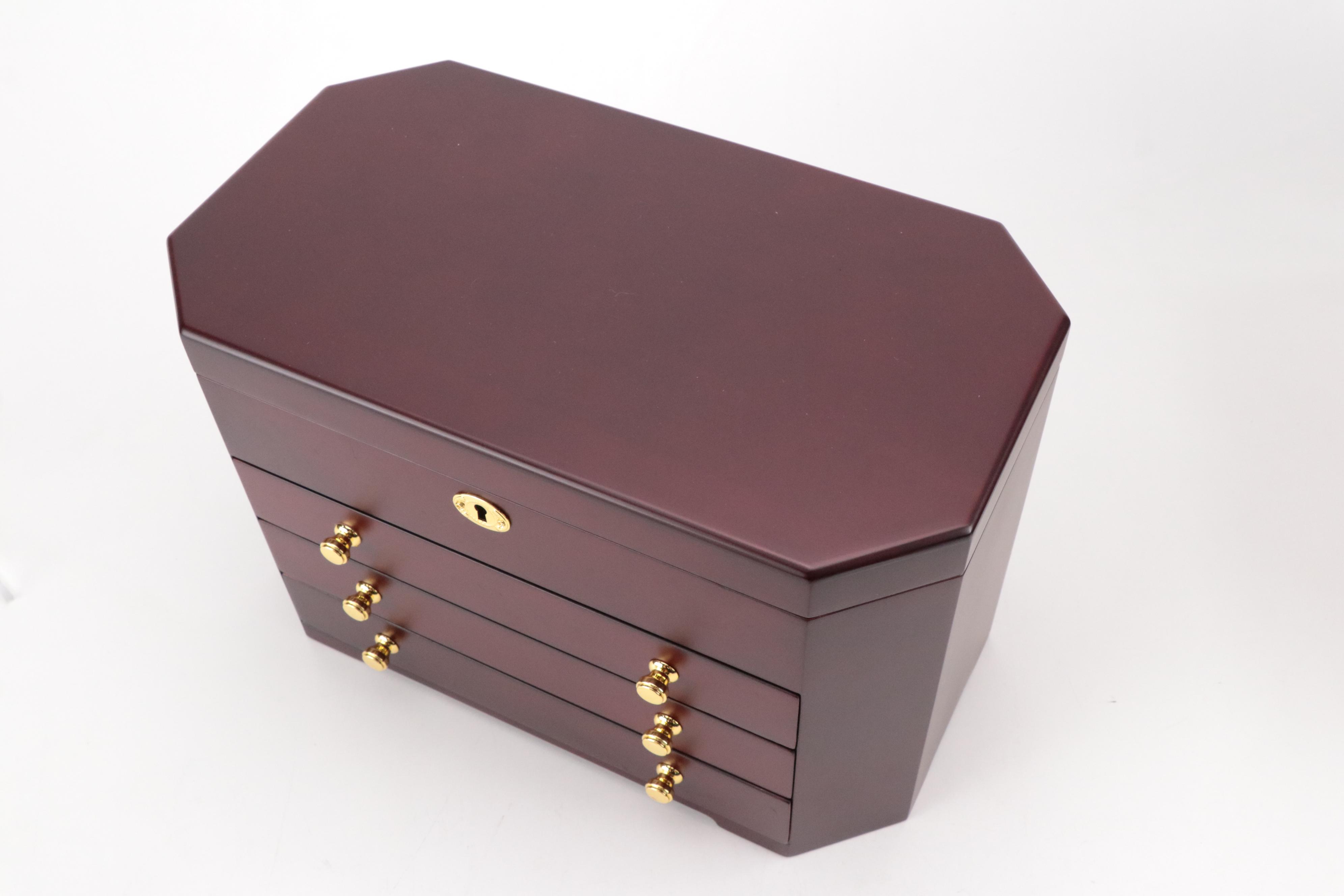 Jere Cherry Finish Wood Jewelry Box