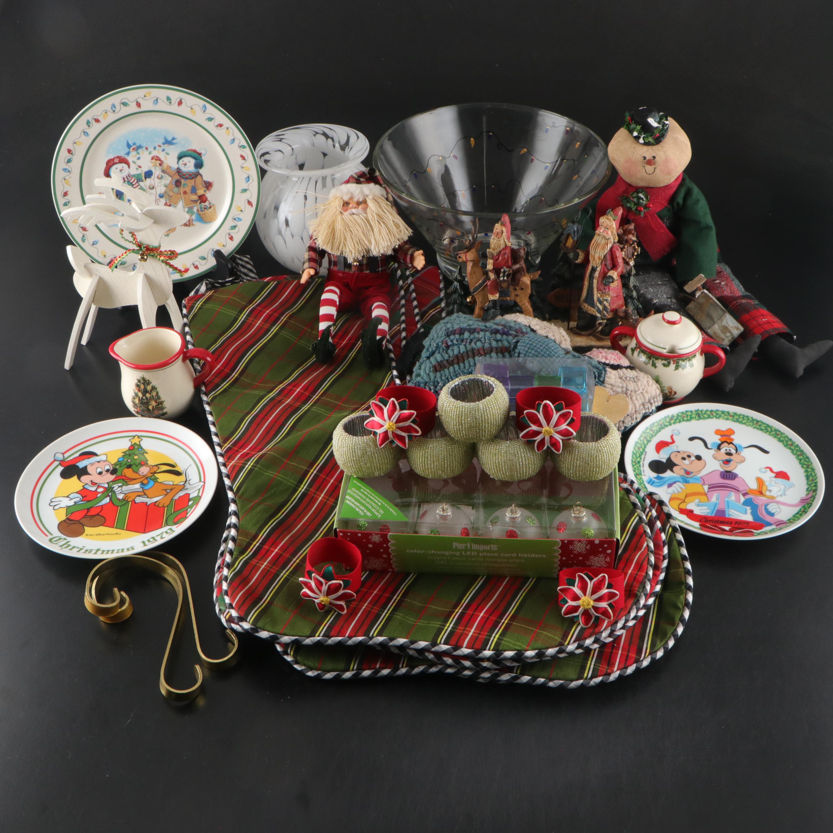 Longaberger "Snow Friends" Ceramic Plate with Glass Bowl and More