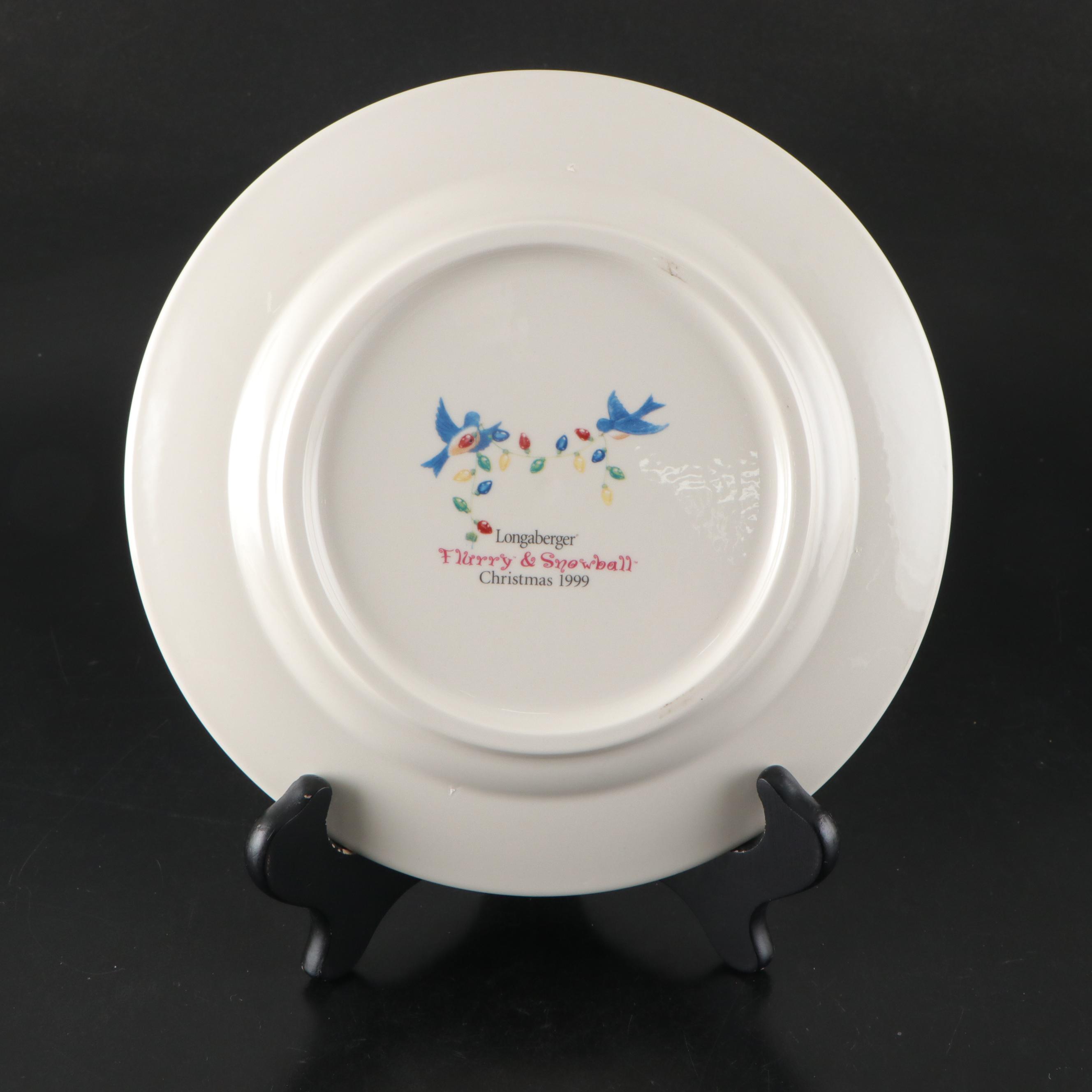 Longaberger "Snow Friends" Ceramic Plate with Glass Bowl and More